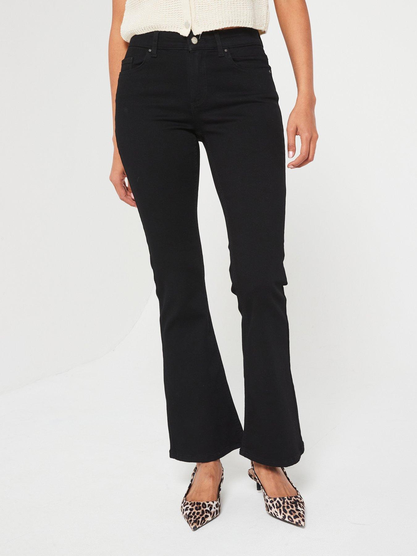 undefined Midi Rise Flare Jean - Black
