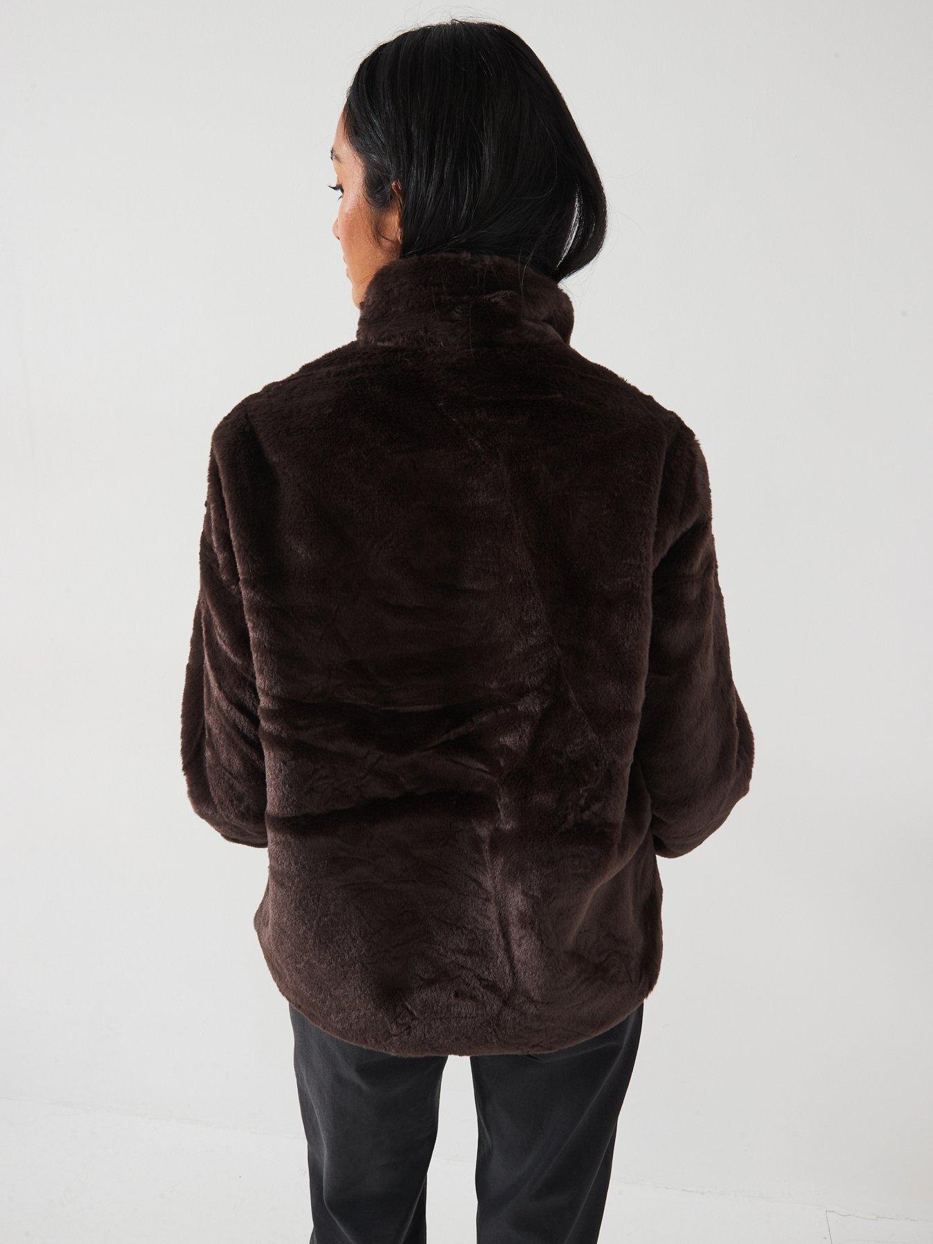 stillFront image of vero-moda-faux-fur-toggle-jacket-brown