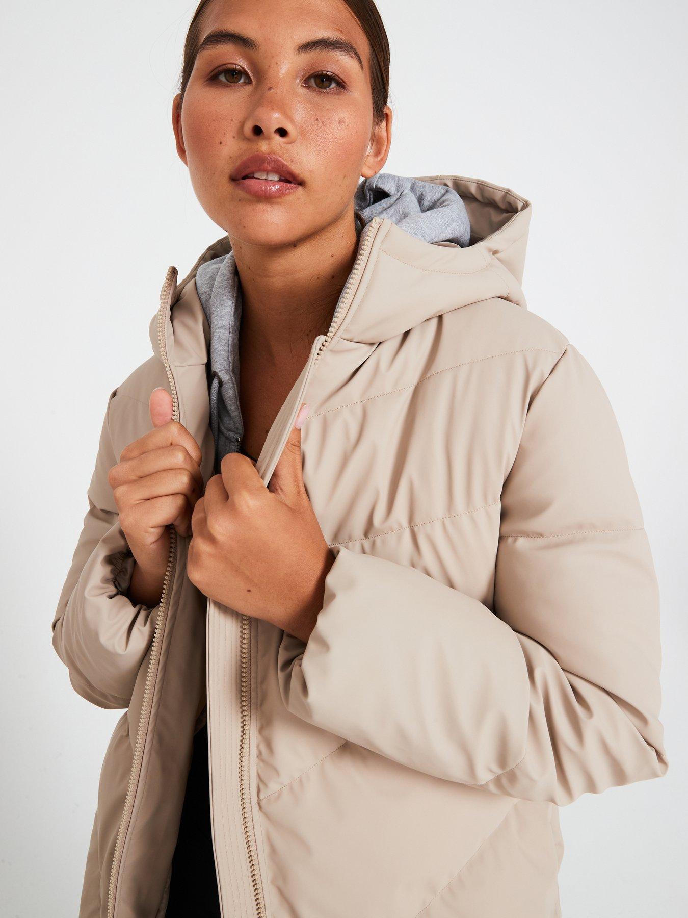 Image 4 of 6 of JDY Padded Longline Coat - Beige