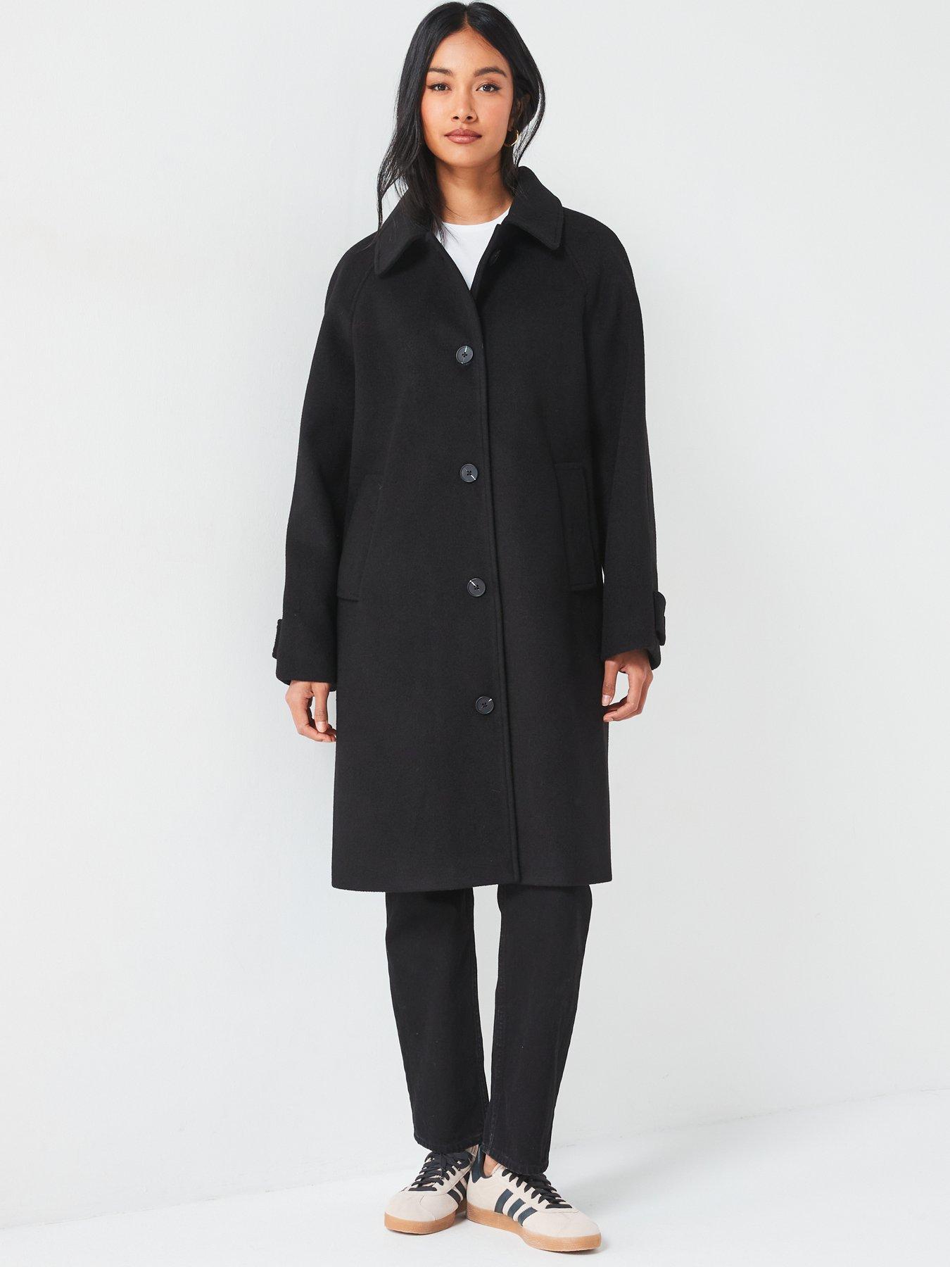  image of v-by-very-faux-wool-trench-coat-black