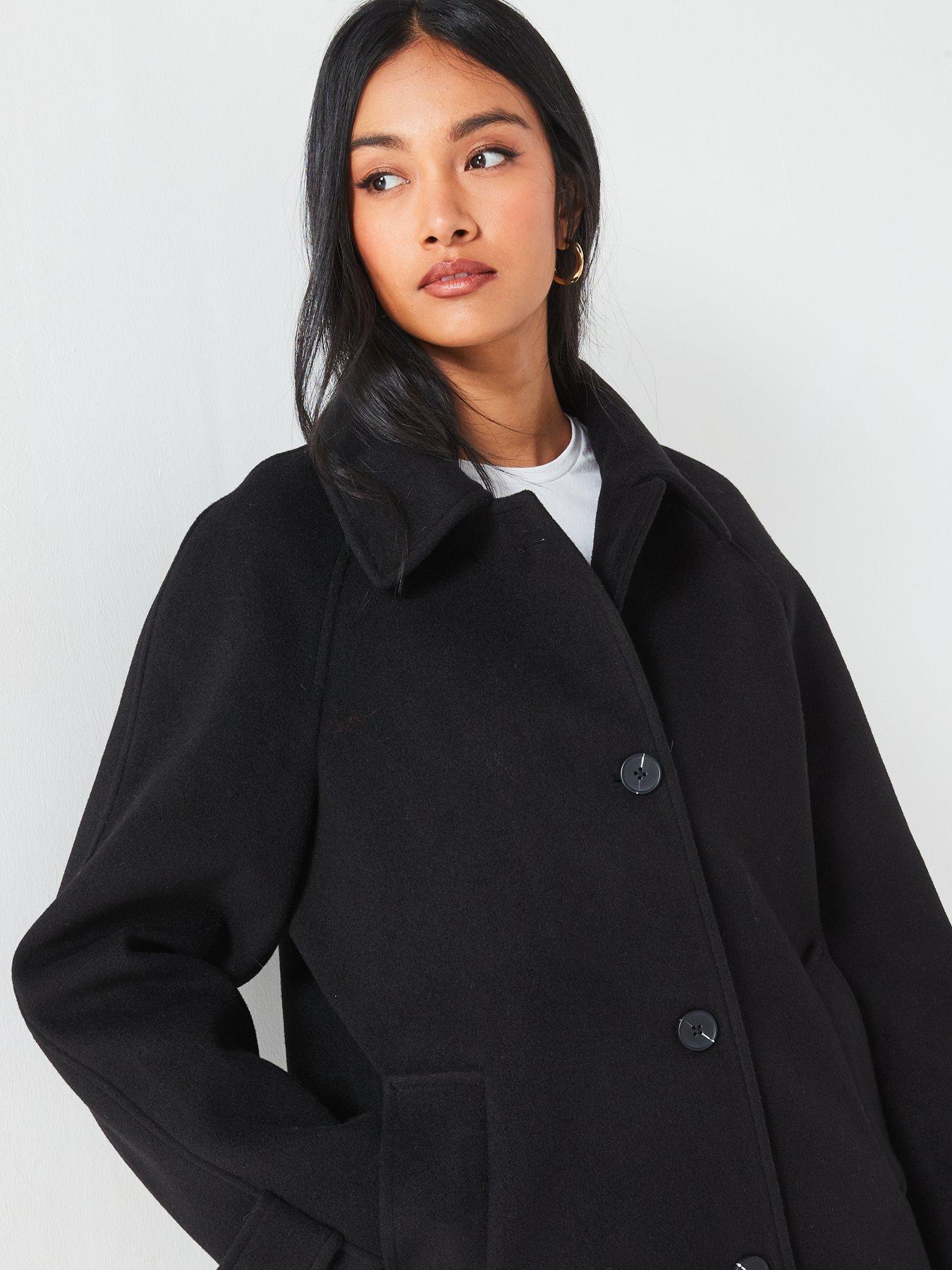  image of v-by-very-faux-wool-trench-coat-black