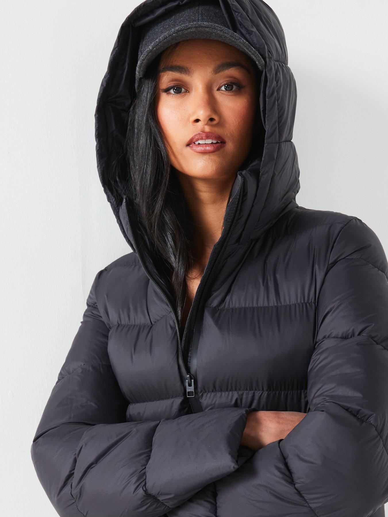  image of v-by-very-water-resistant-long-hooded-coat-black