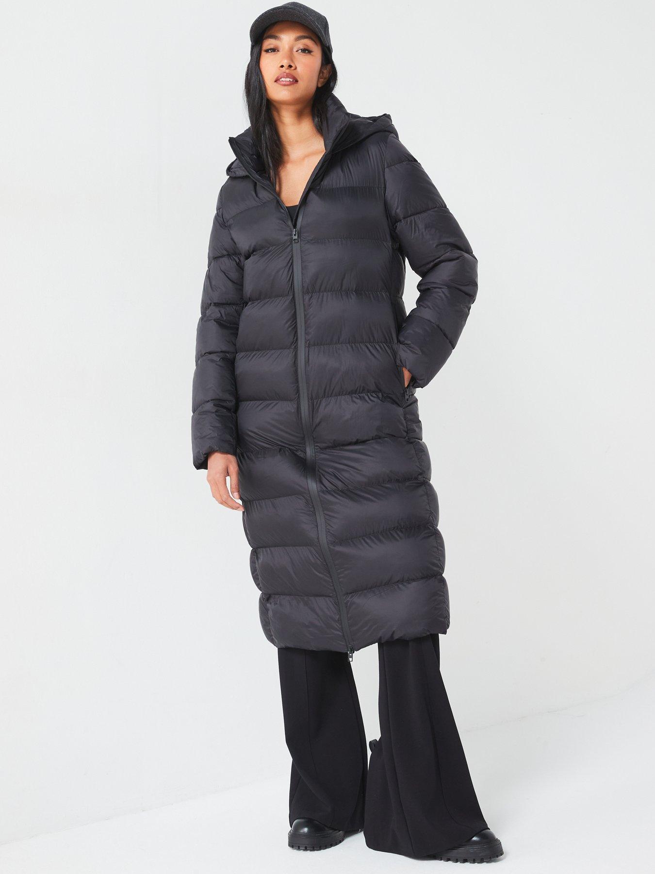  image of v-by-very-water-resistant-long-hooded-coat-black