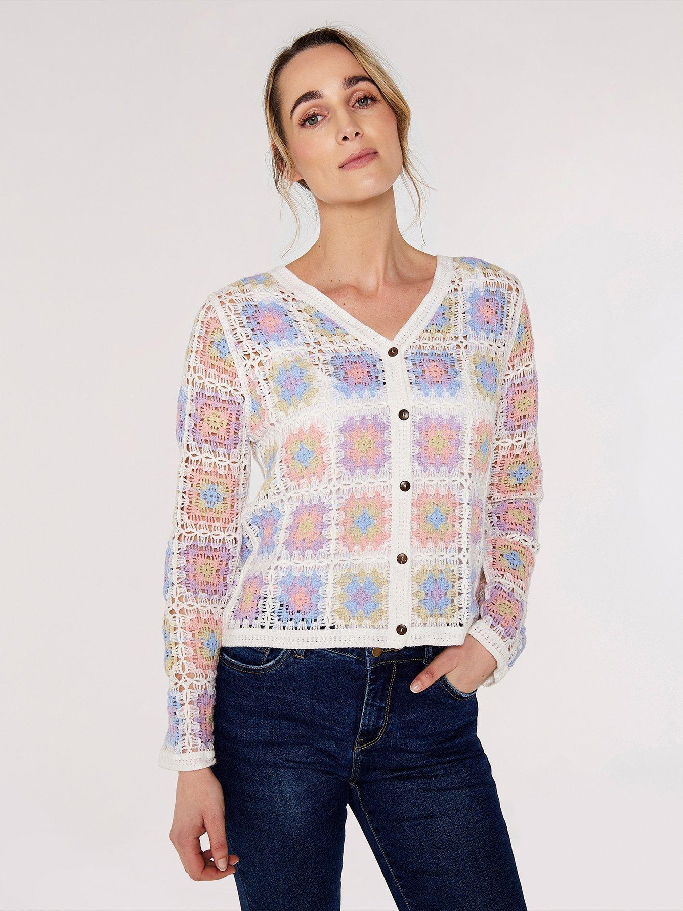  image of apricot-granny-squares-crochet-cardigan