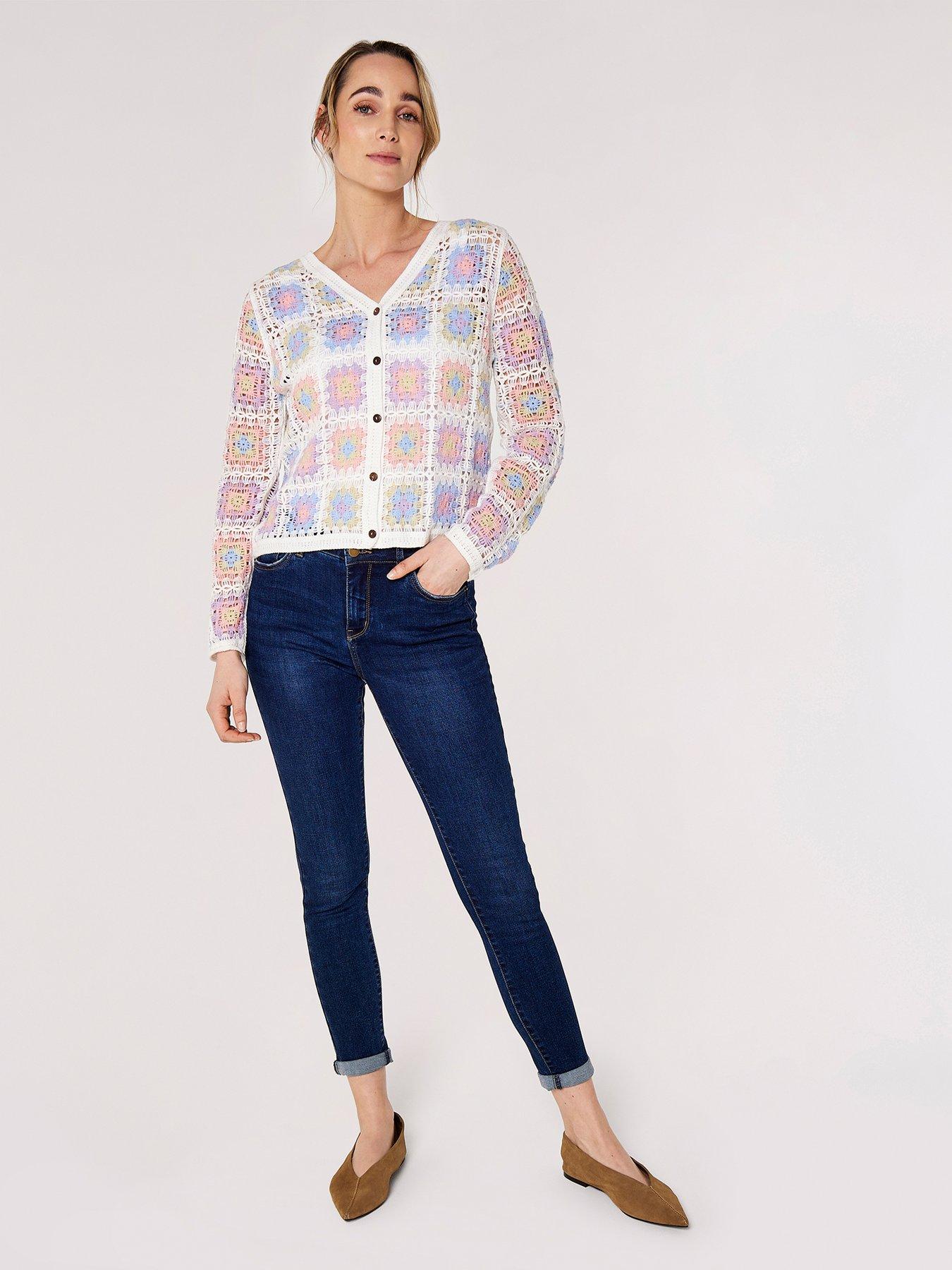  image of apricot-granny-squares-crochet-cardigan