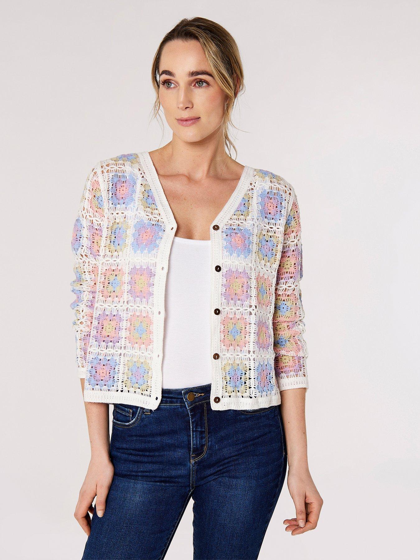  image of apricot-granny-squares-crochet-cardigan