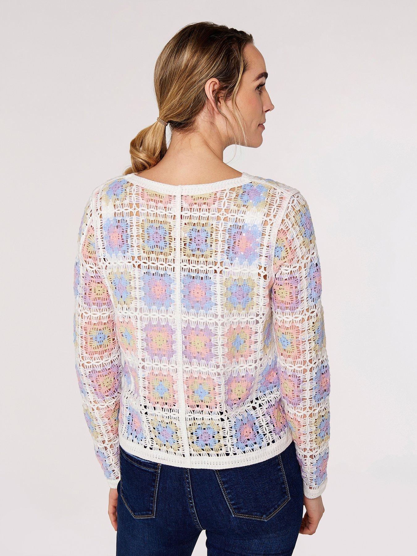  image of apricot-granny-squares-crochet-cardigan