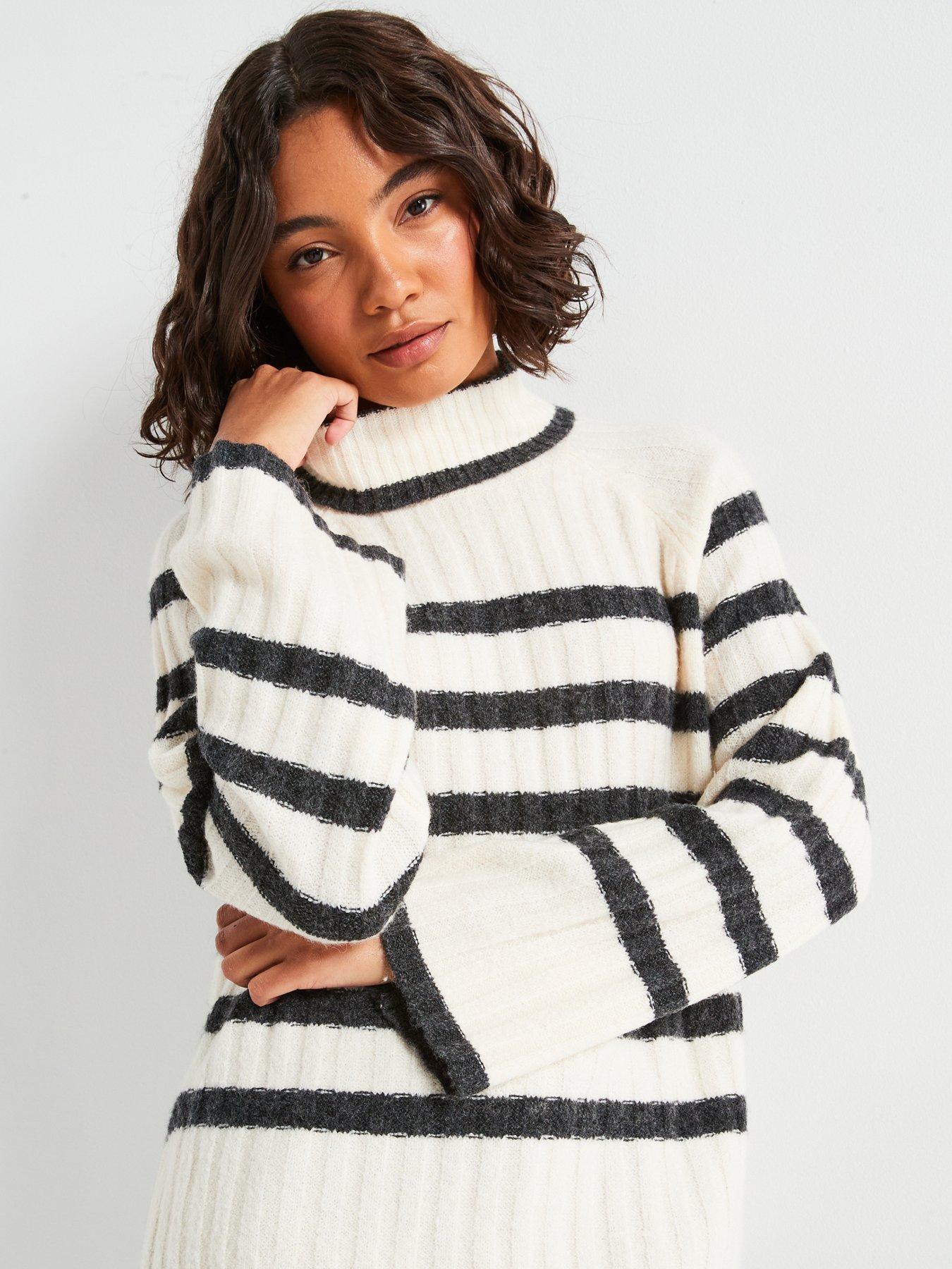  image of jdy-high-neck-stripe-jumper-beige