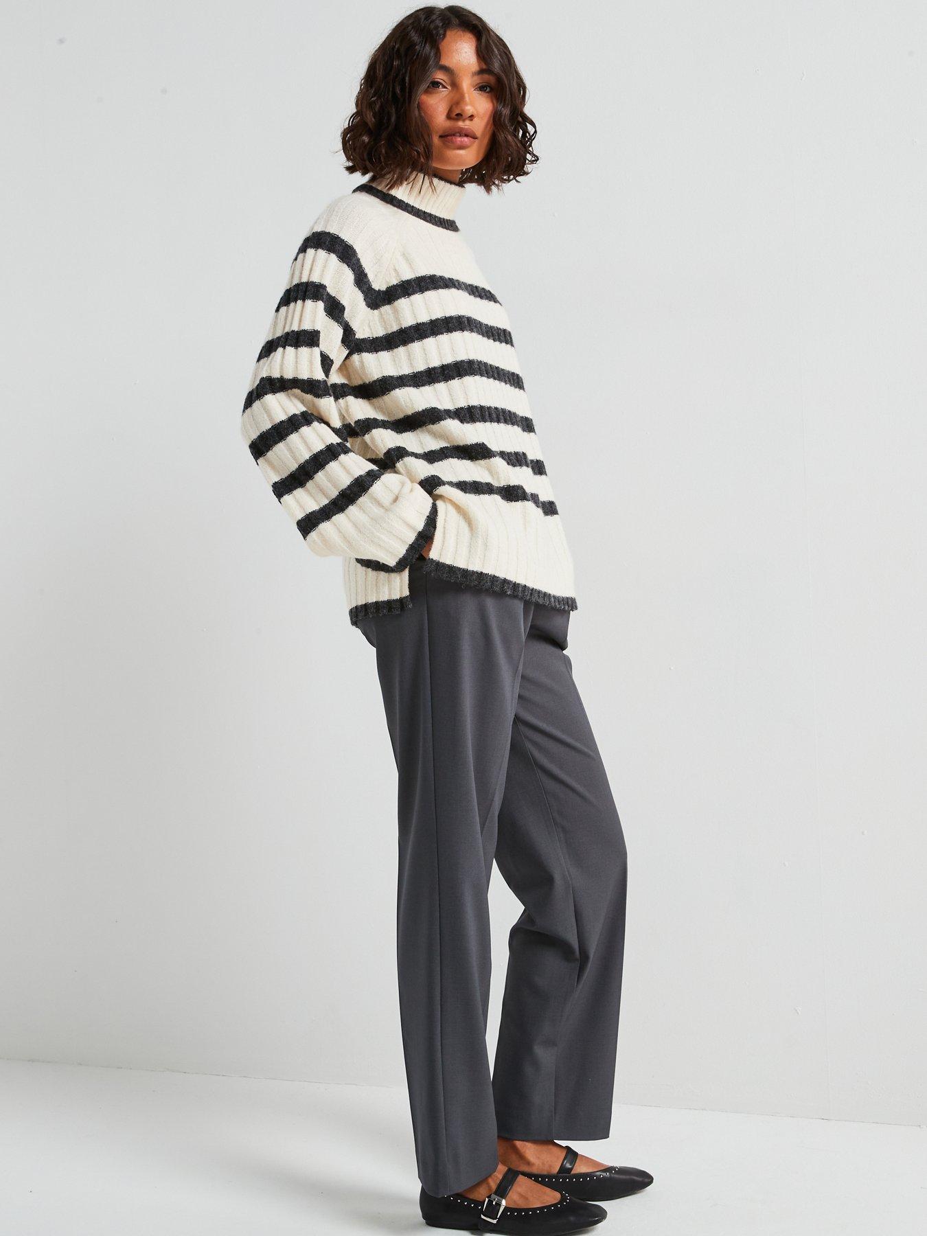  image of jdy-high-neck-stripe-jumper-beige