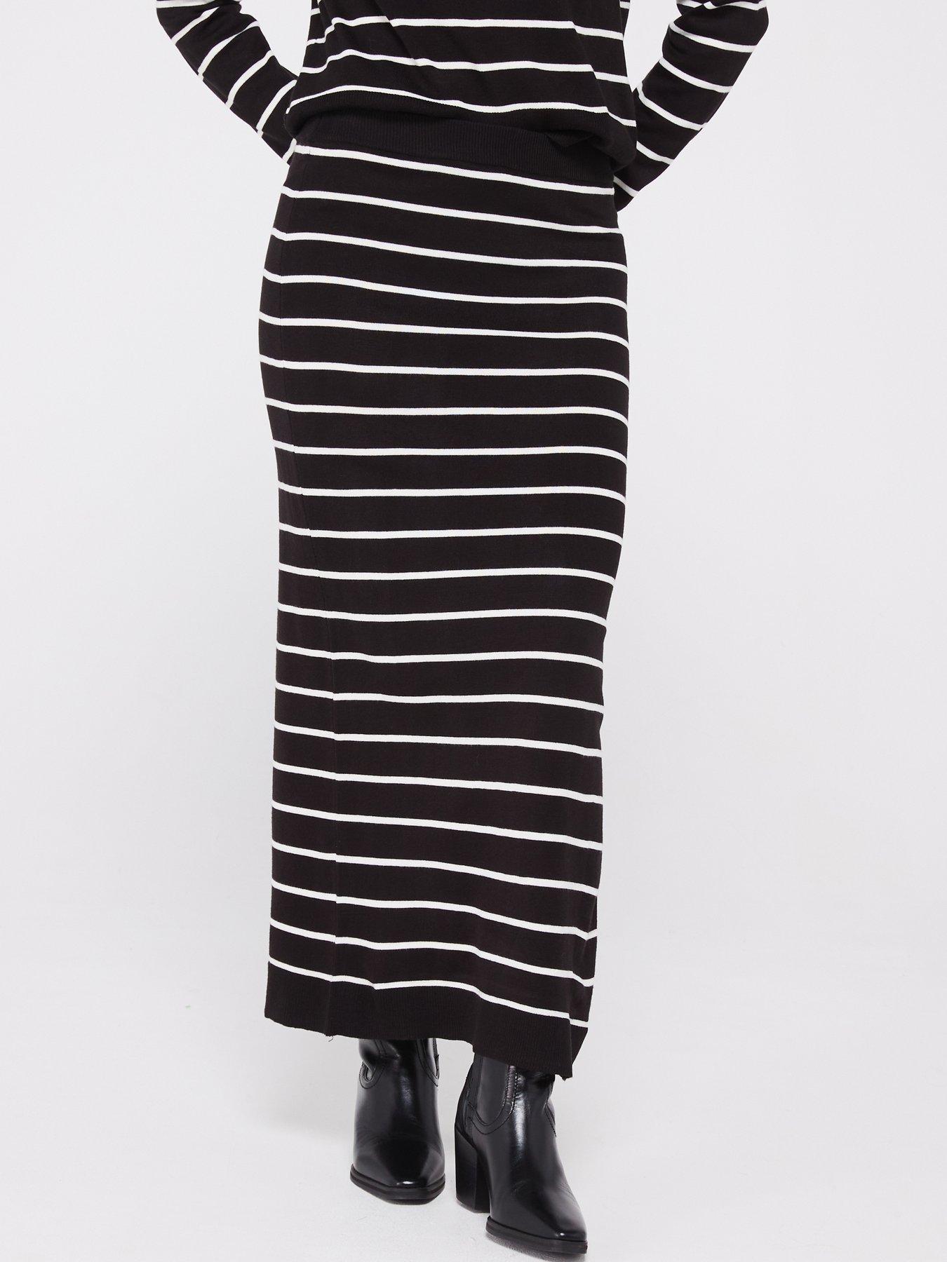 undefined Knitted Midi Skirt - Black/White