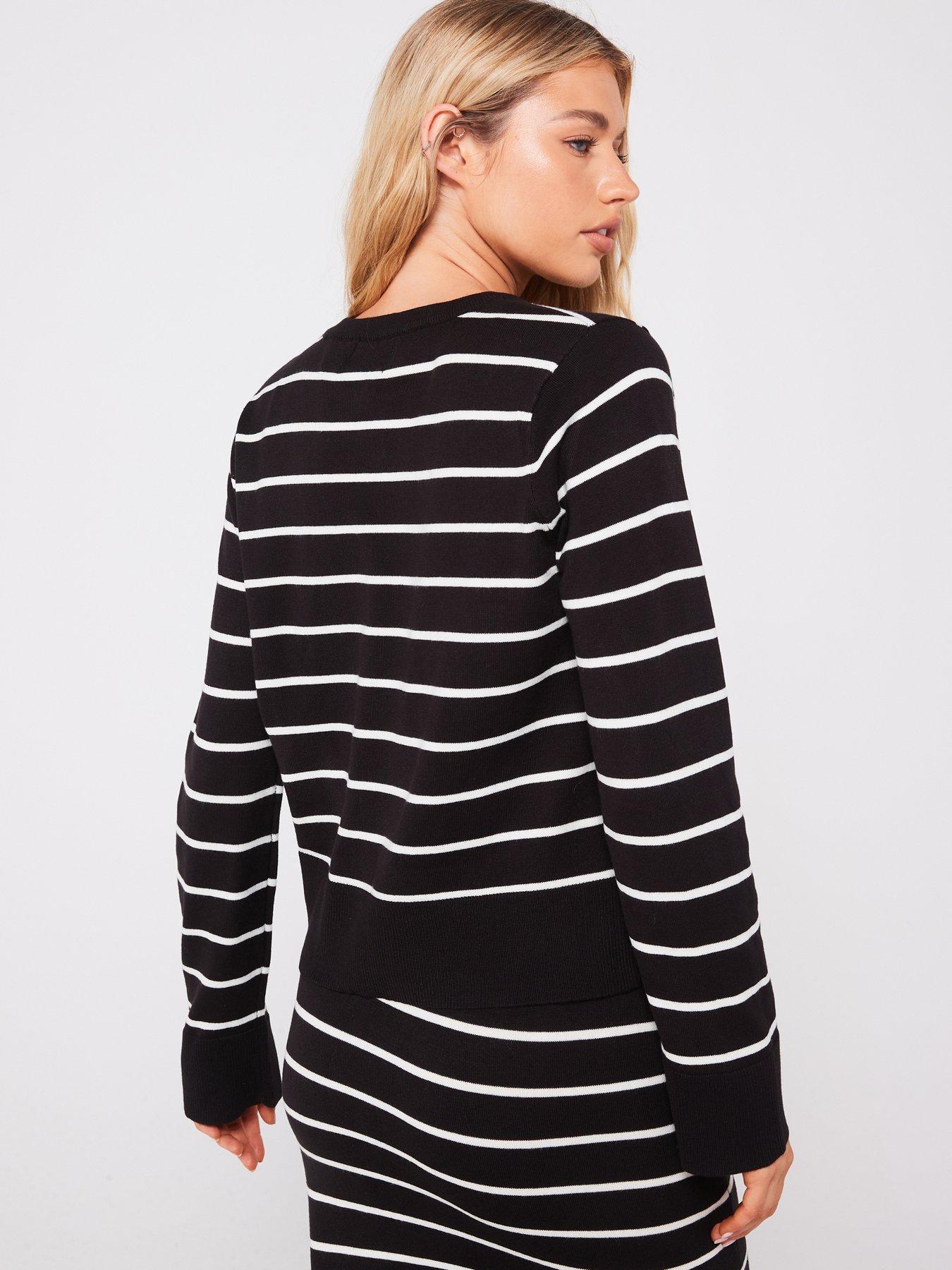Image 2 of 5 of PIECES Round Neck Knitted Jumper - /White - Black