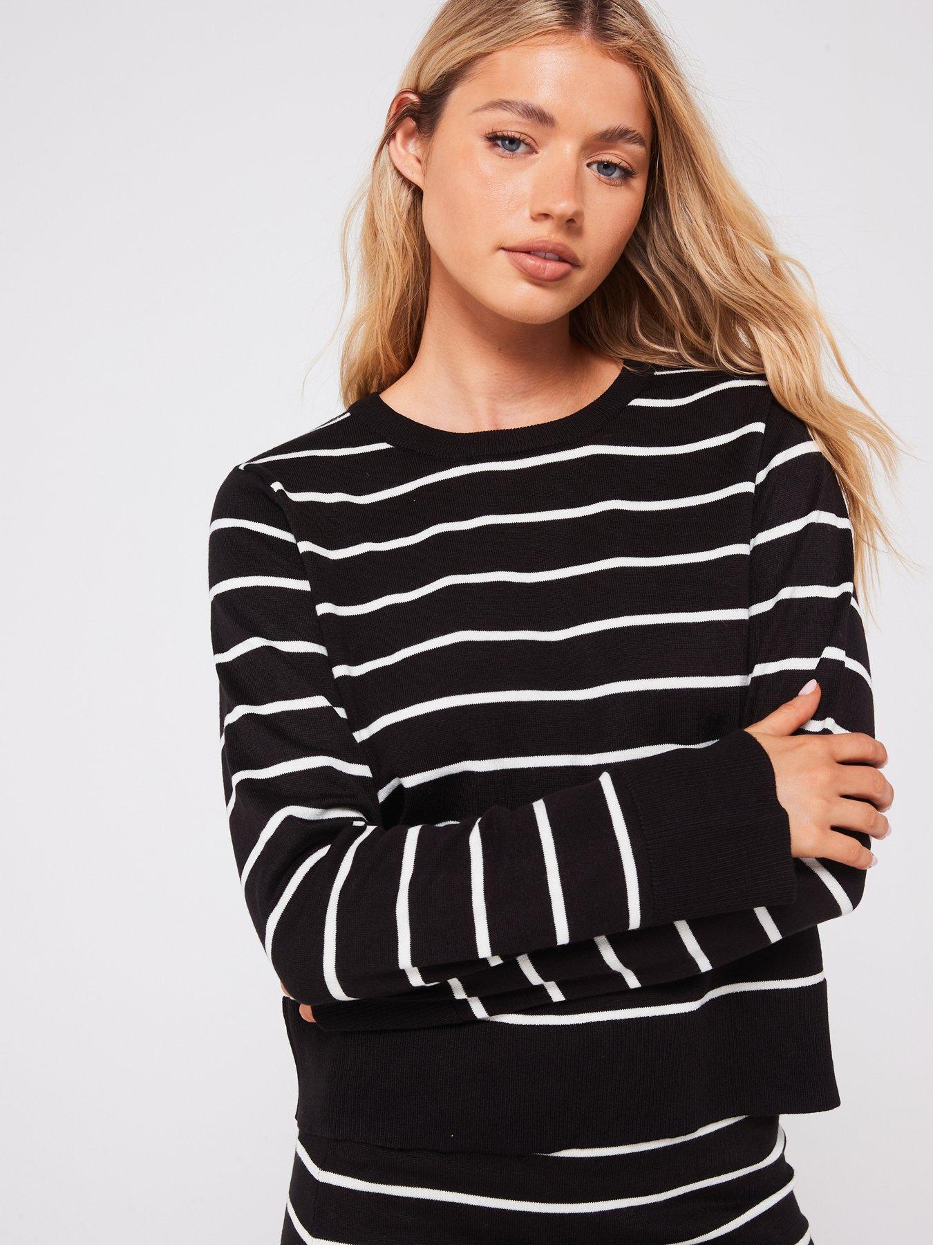 Image 5 of 5 of PIECES Round Neck Knitted Jumper - /White - Black