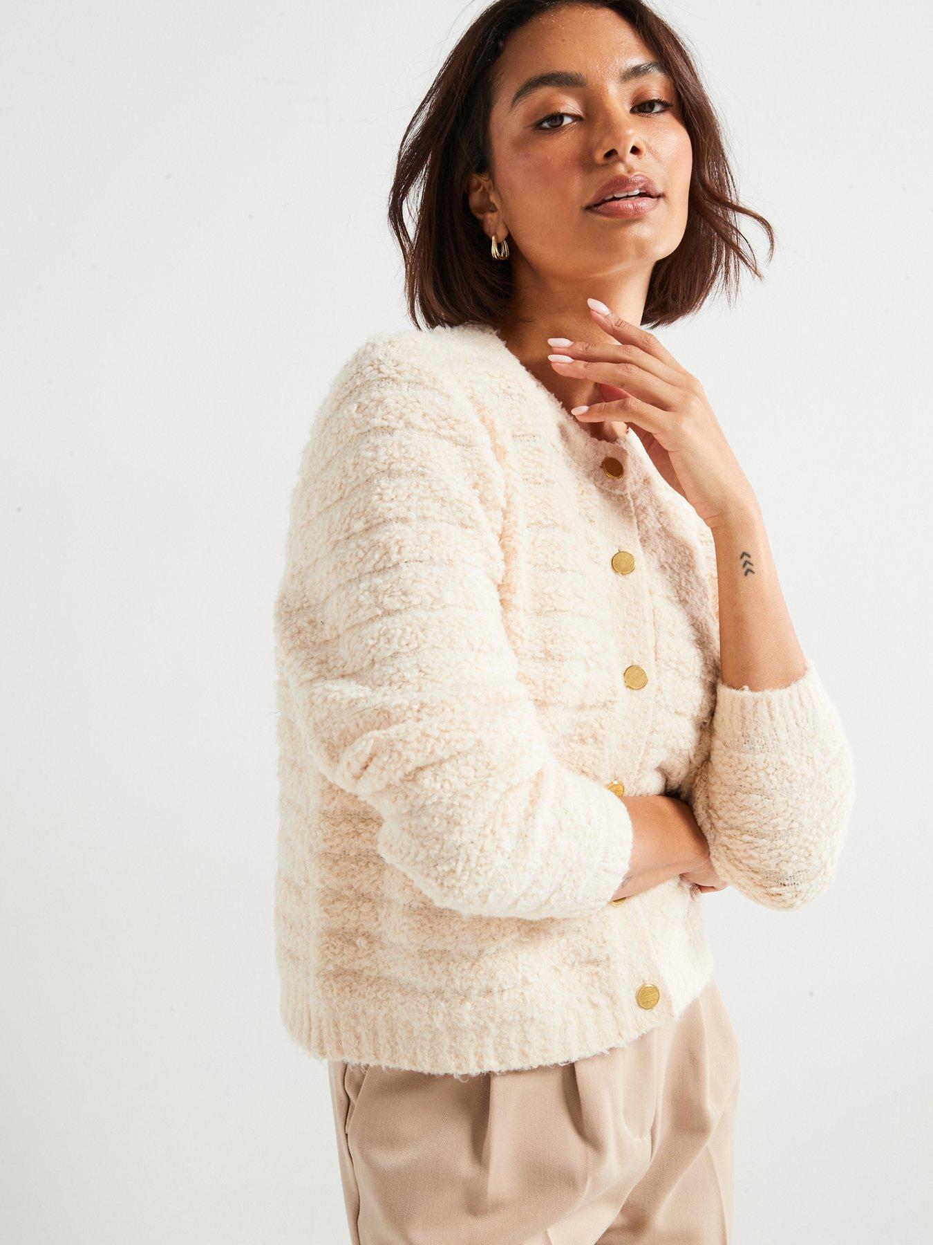 Only Textured Long Sleeve Knitted Cardigan - Cream | Littlewoods