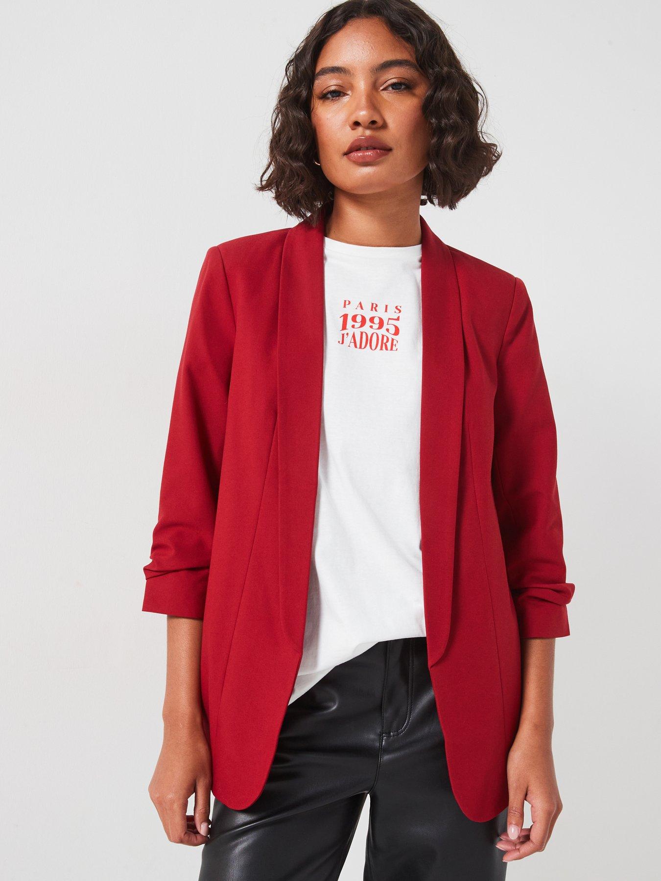 undefined Bosella 3/4 Sleeve Blazer - Red