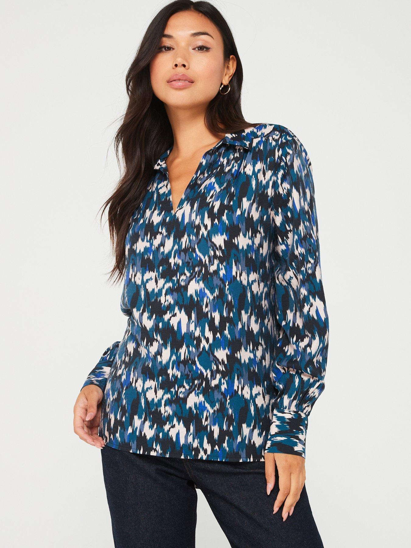 undefined Printed Long Sleeve Shirt - Blue