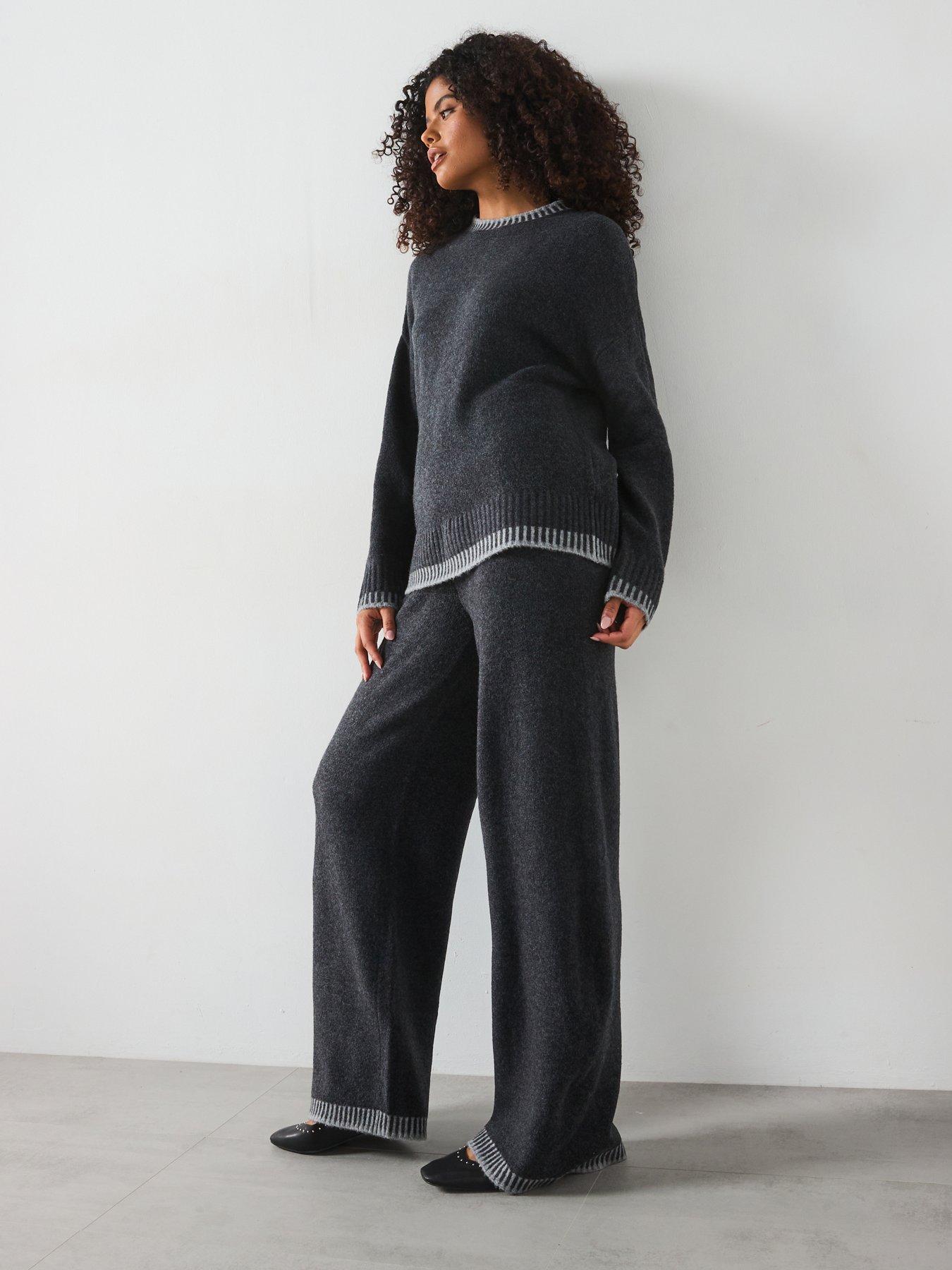 Image 3 of 6 of Only Stitch Detail Mock Neck Knitted Jumper - Dark Grey