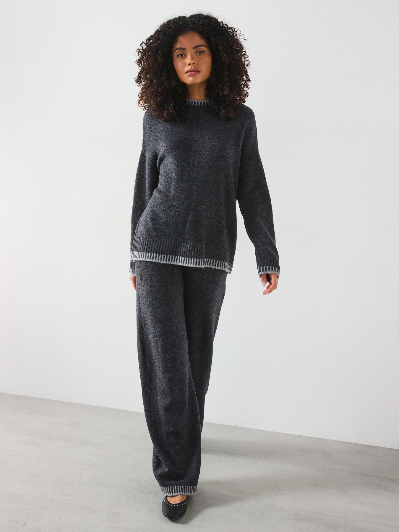 Image 6 of 6 of Only Stitch Detail Mock Neck Knitted Jumper - Dark Grey