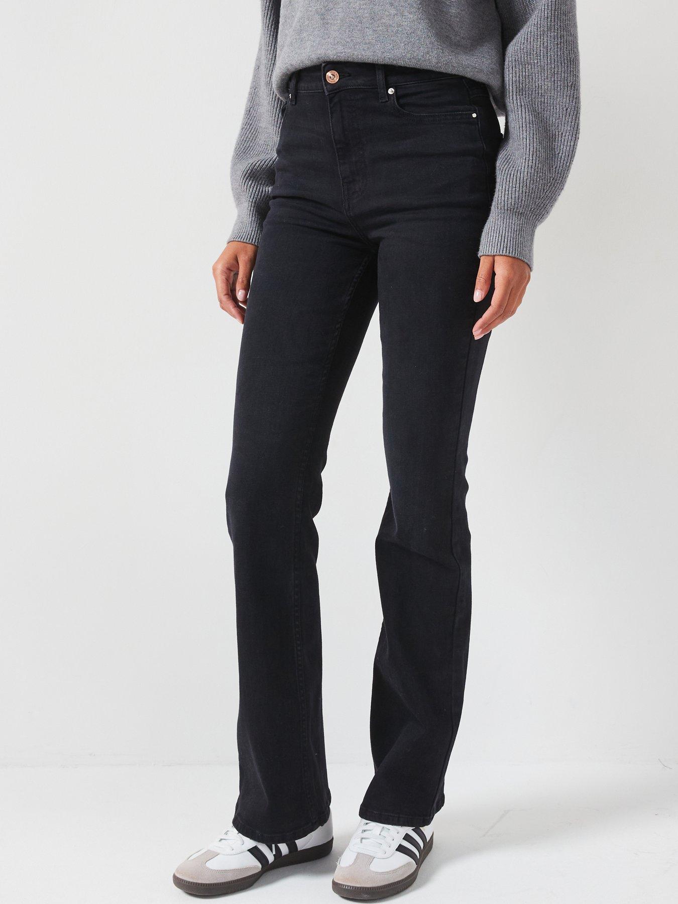 undefined High Waisted Flare Jeans - Black