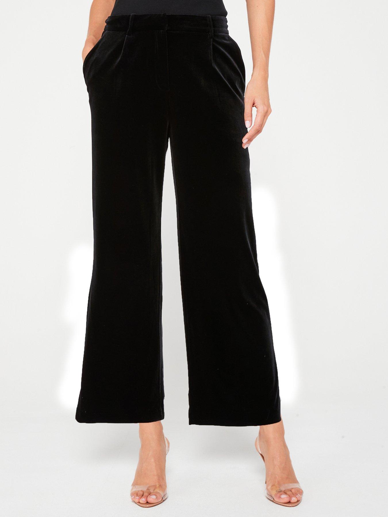 undefined High Waist Velvet Pant - Black