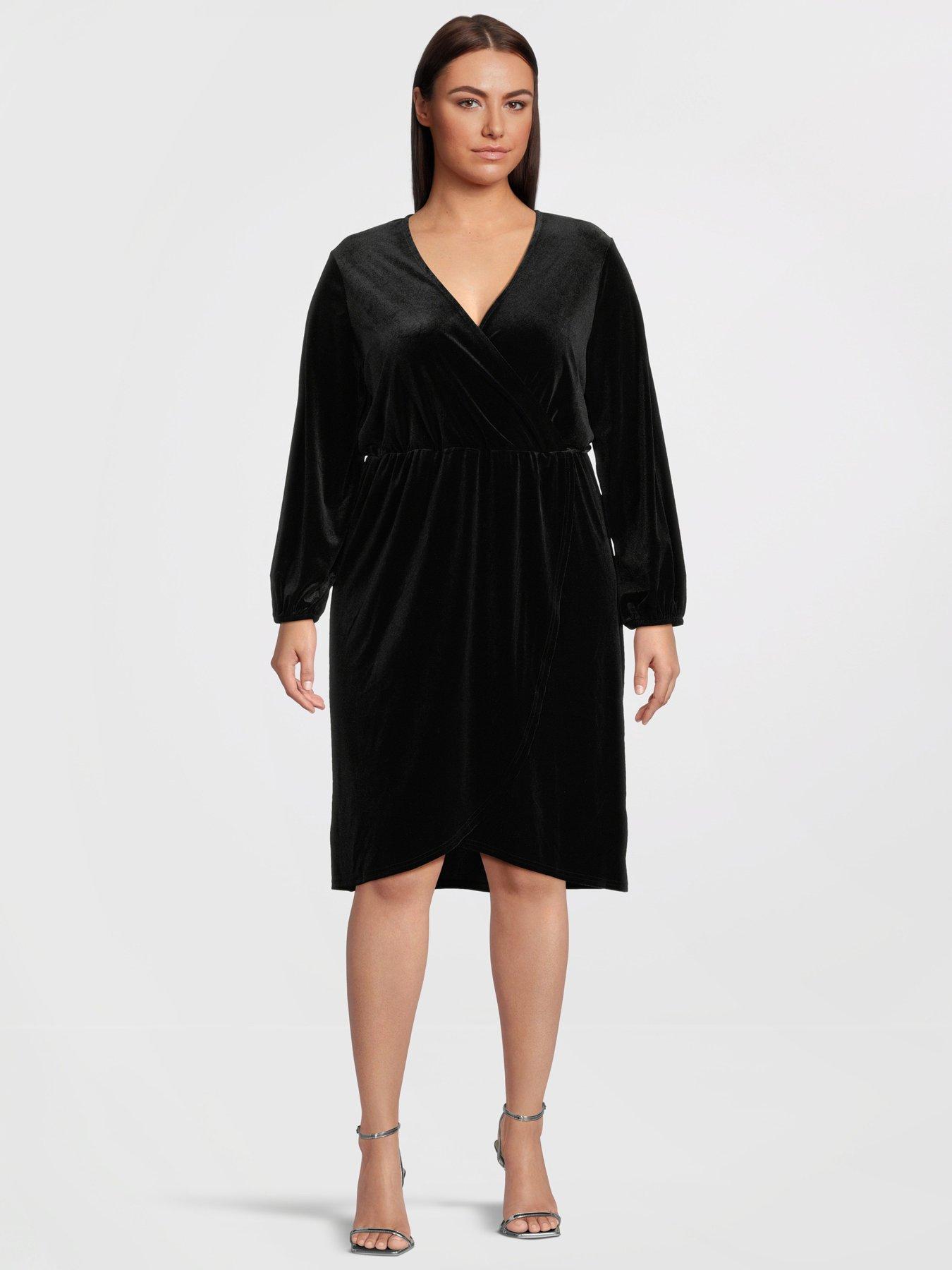 undefined Long Sleeve Jersey Wrap Dress - Black