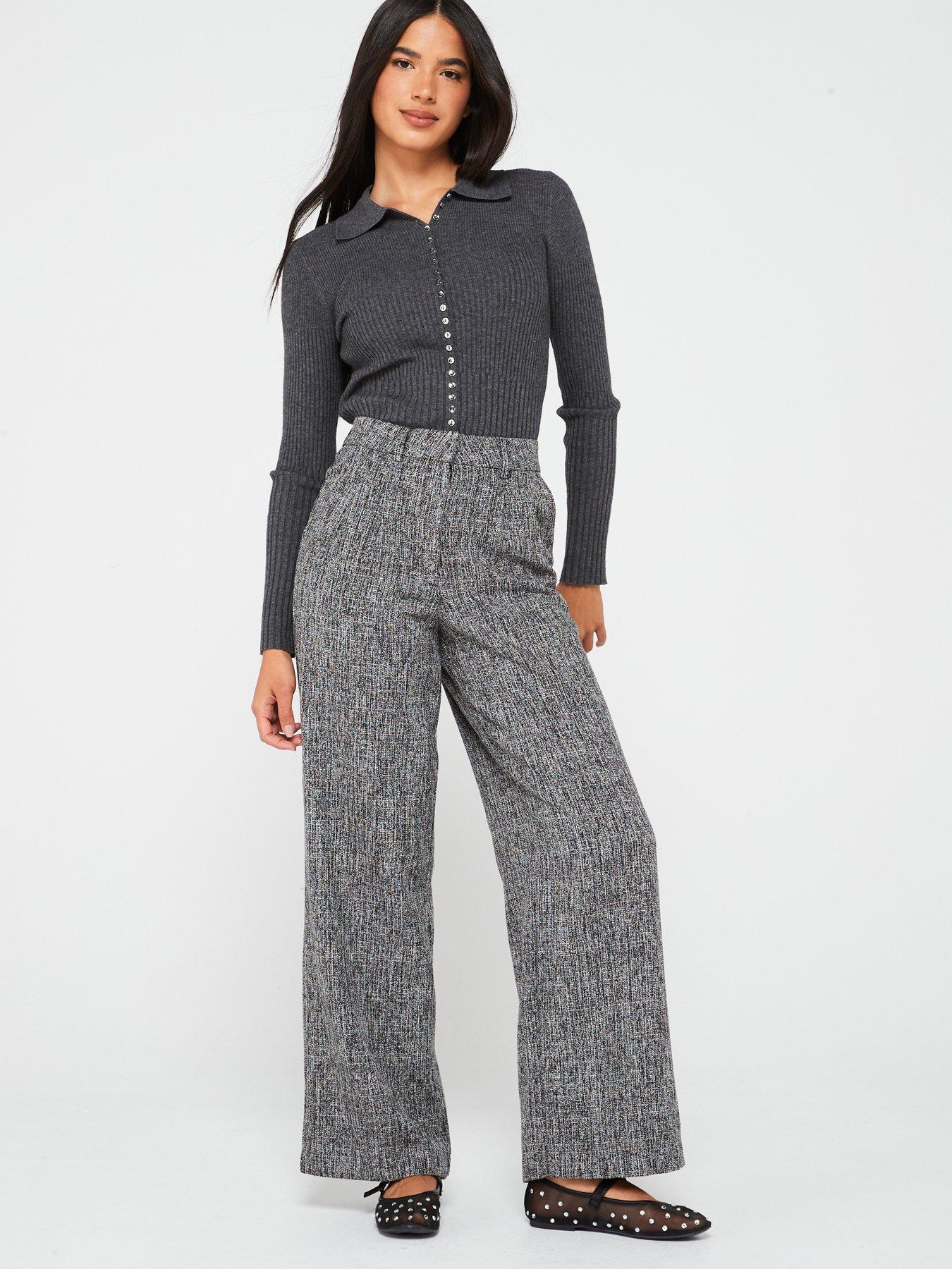  image of vila-tailored-wide-leg-pant-grey
