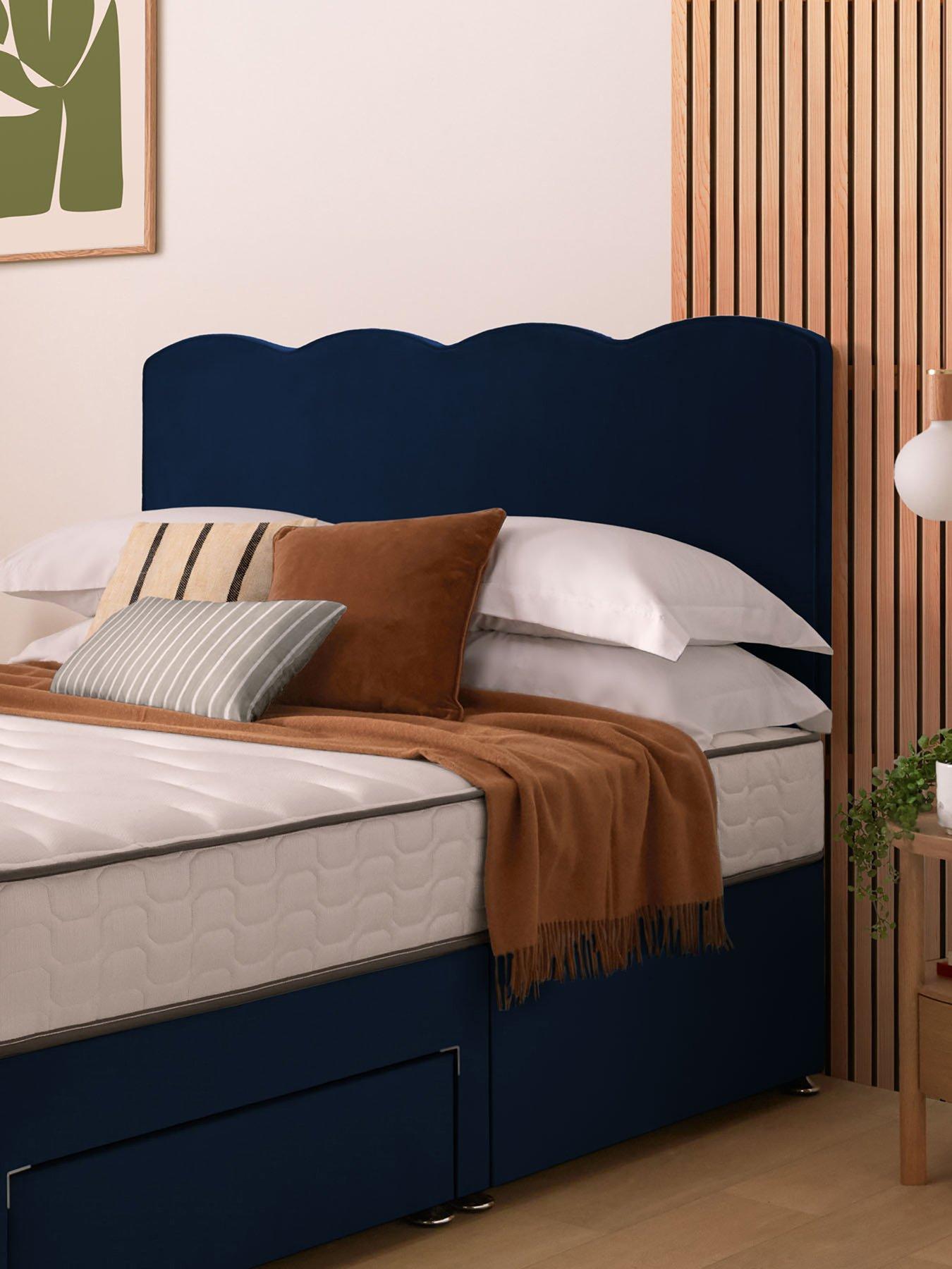 undefined Wave Headboard - Velvet - Navy