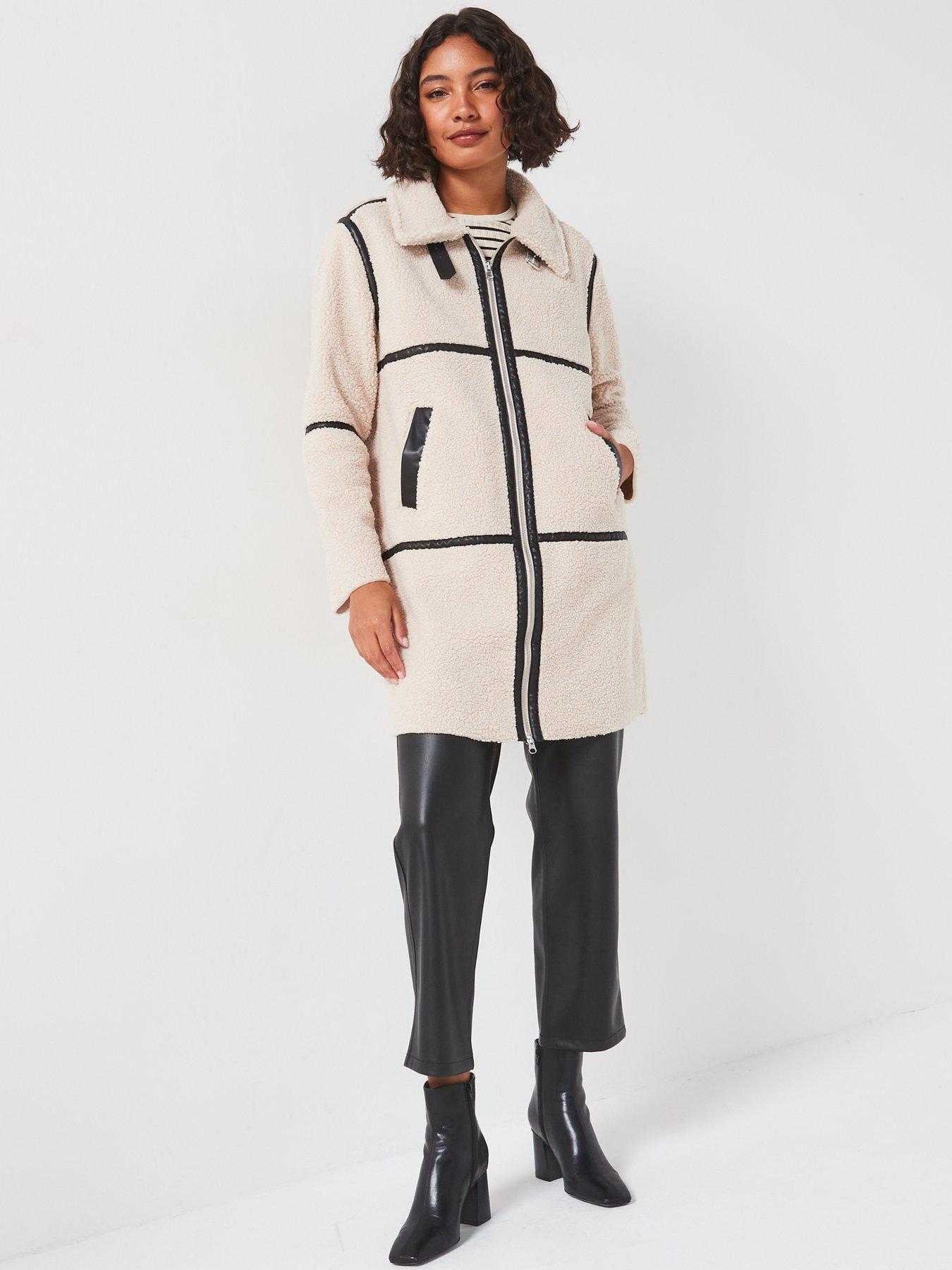 undefined Teddy Longline Coat - Cream