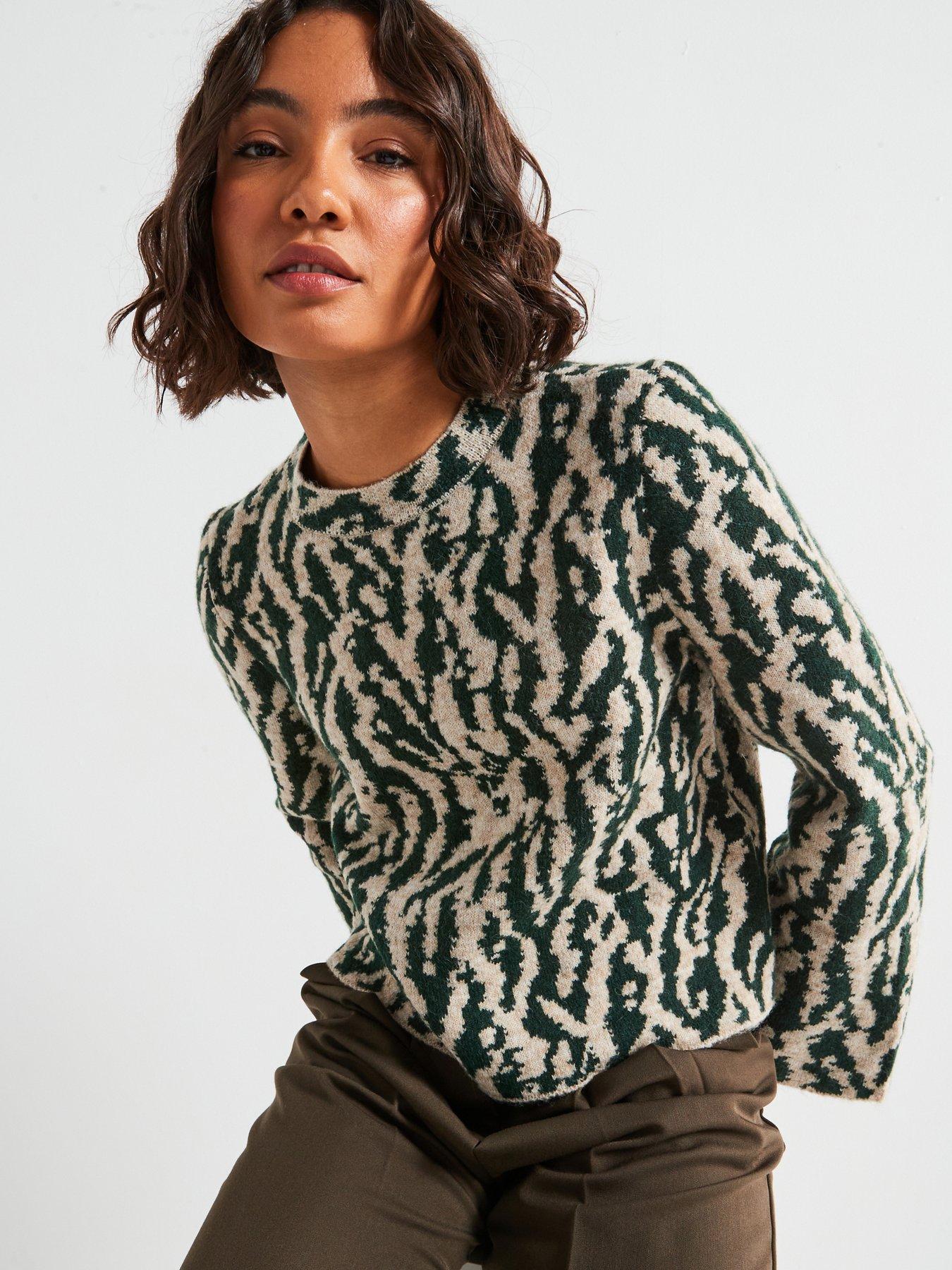  image of jdy-printed-jacquard-knitted-jumper-cream
