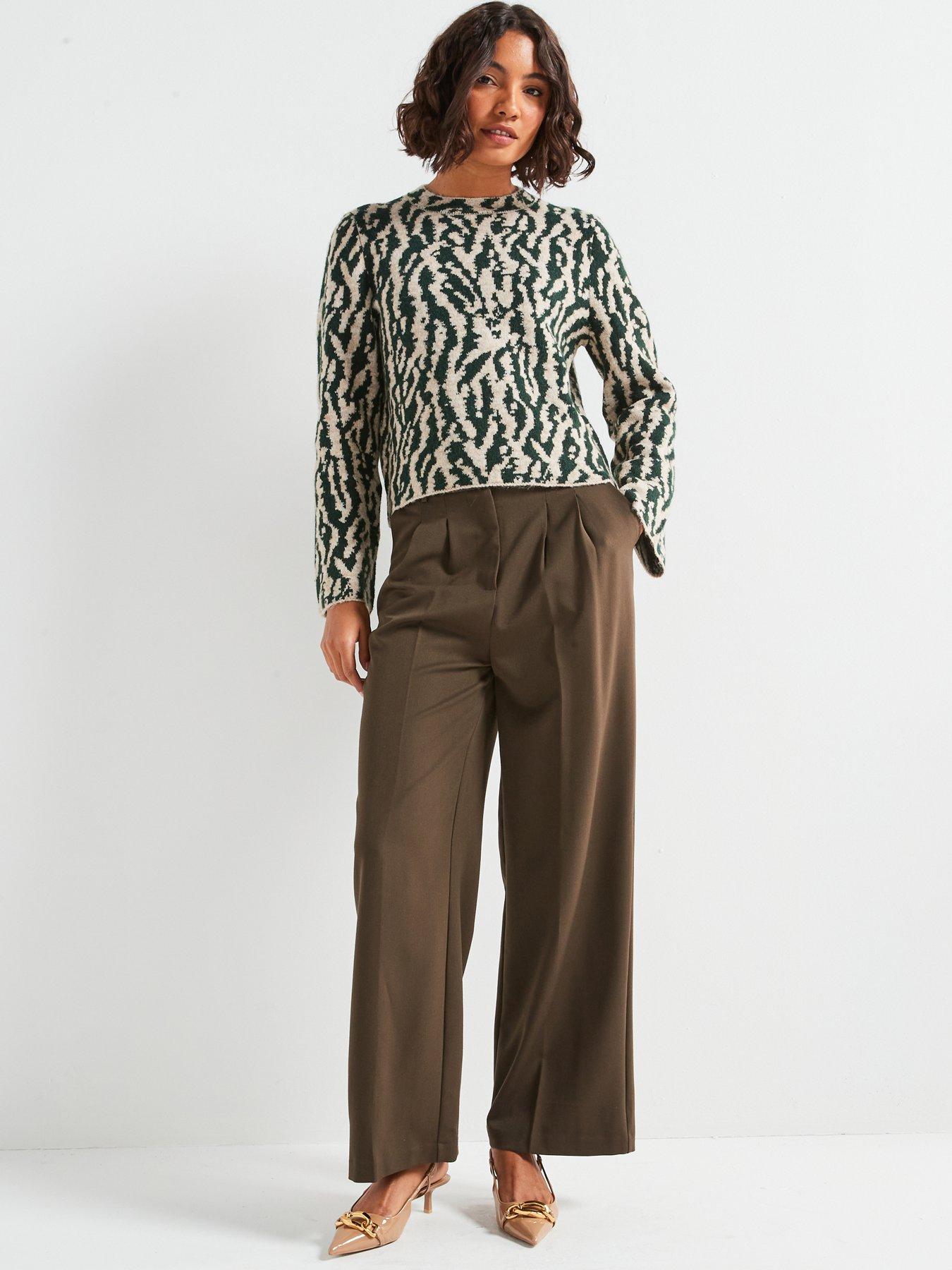  image of jdy-printed-jacquard-knitted-jumper-cream