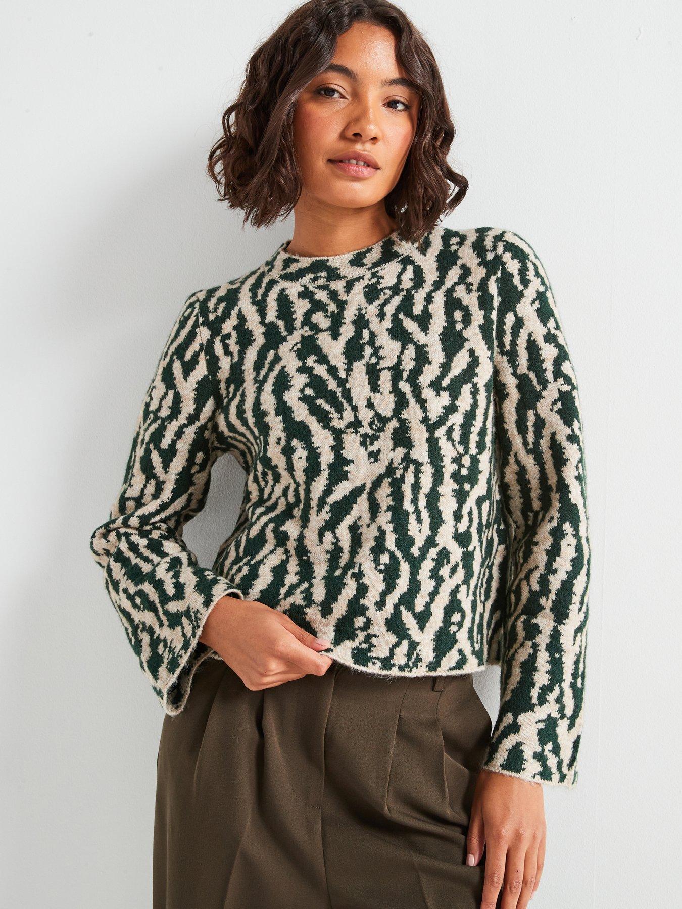  image of jdy-printed-jacquard-knitted-jumper-cream