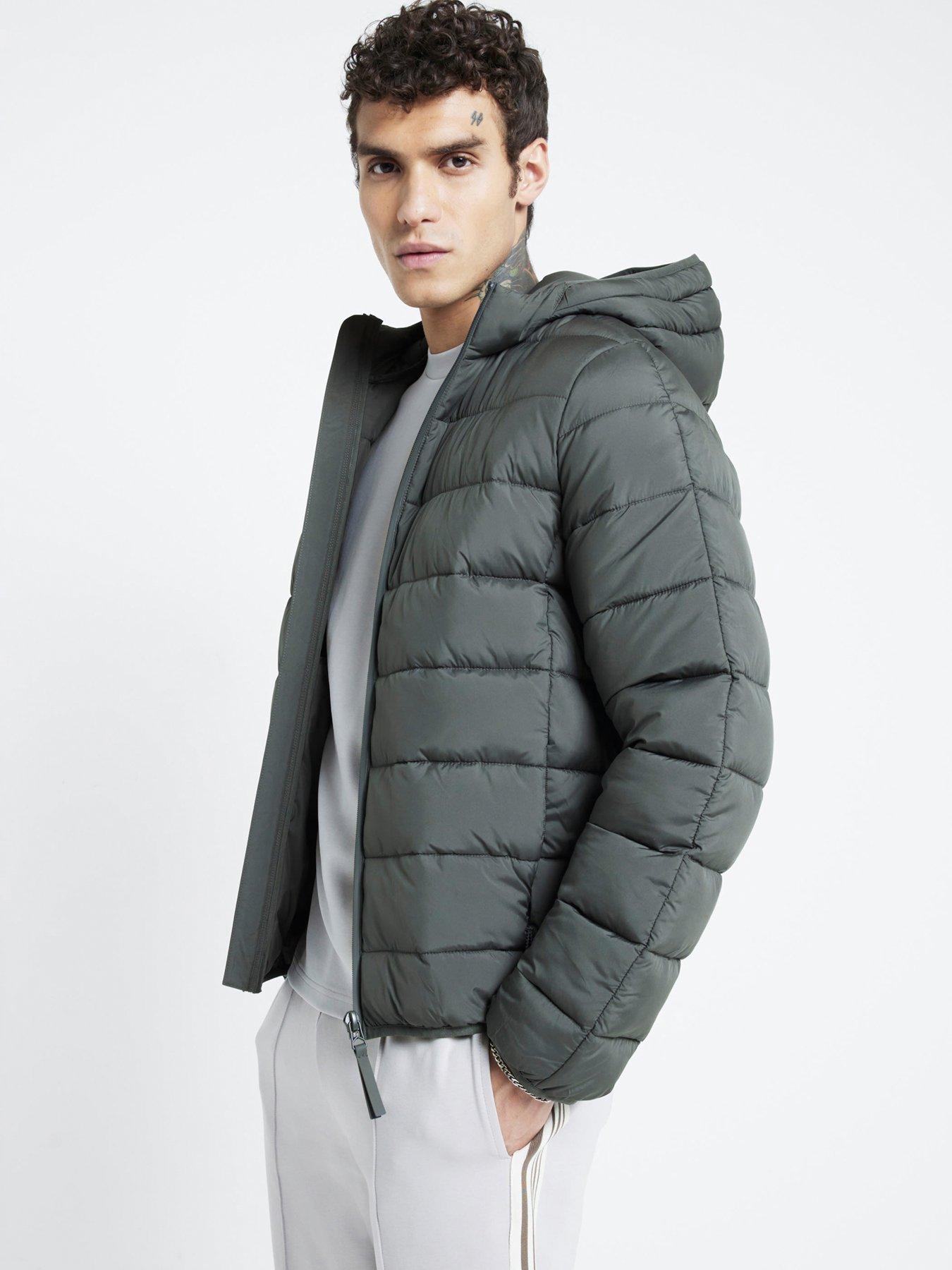  image of river-island-quilted-hooded-padded-jacket-green