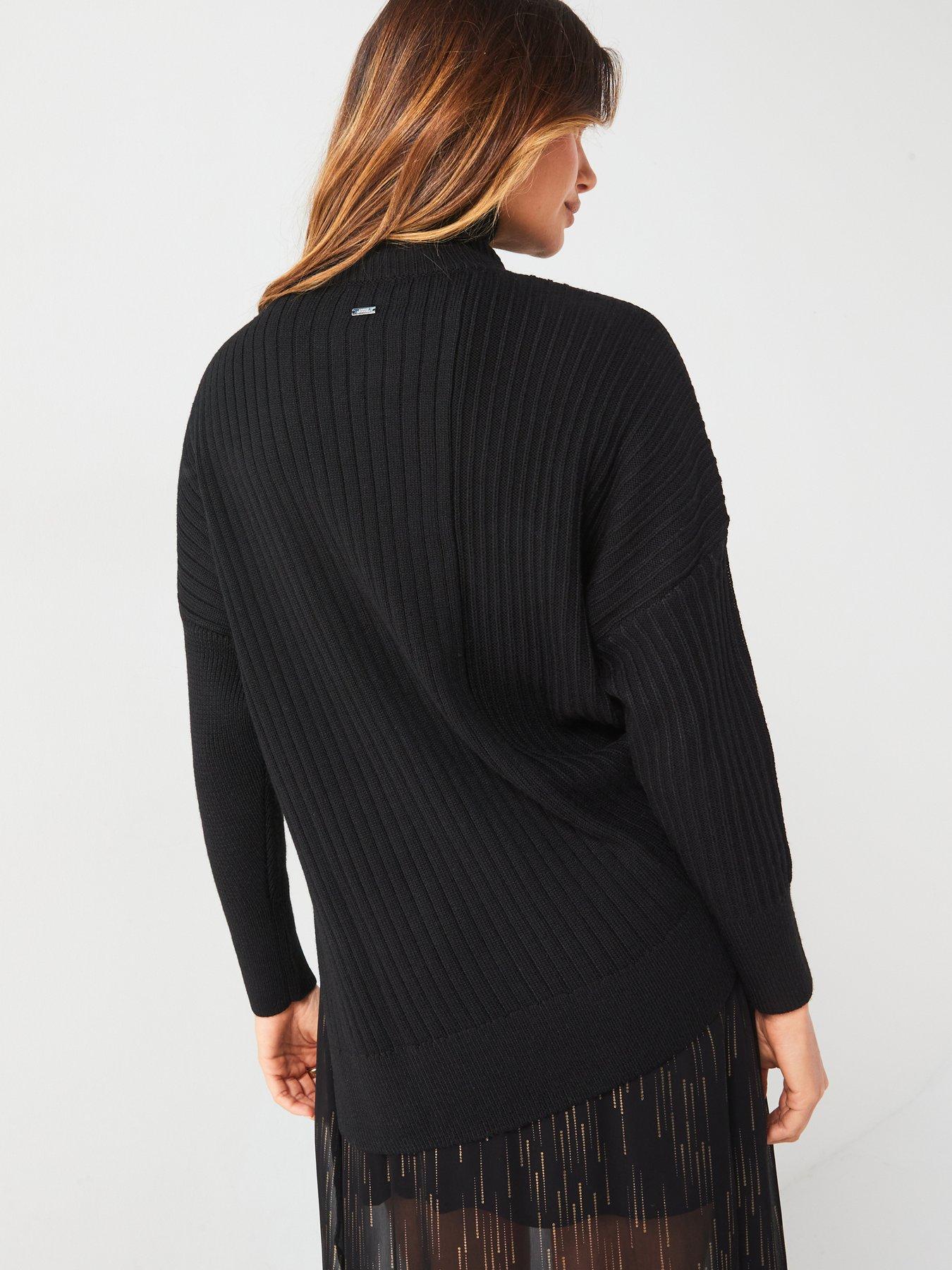  image of armani-exchange-wool-blend-asymmetric-knitted-jumper-black