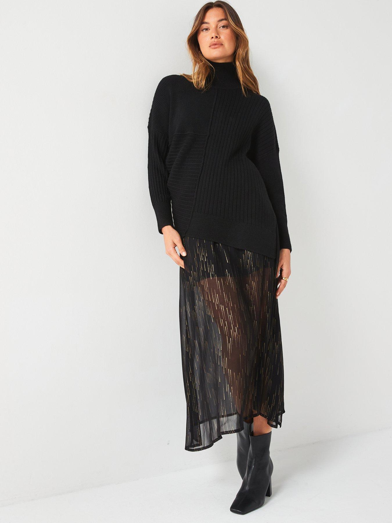  image of armani-exchange-wool-blend-asymmetric-knitted-jumper-black