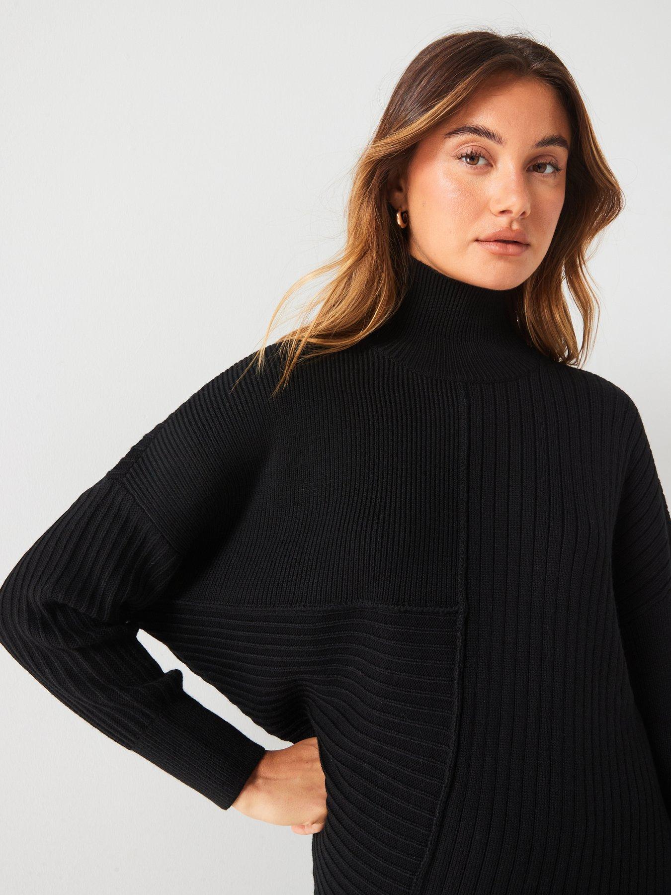  image of armani-exchange-wool-blend-asymmetric-knitted-jumper-black