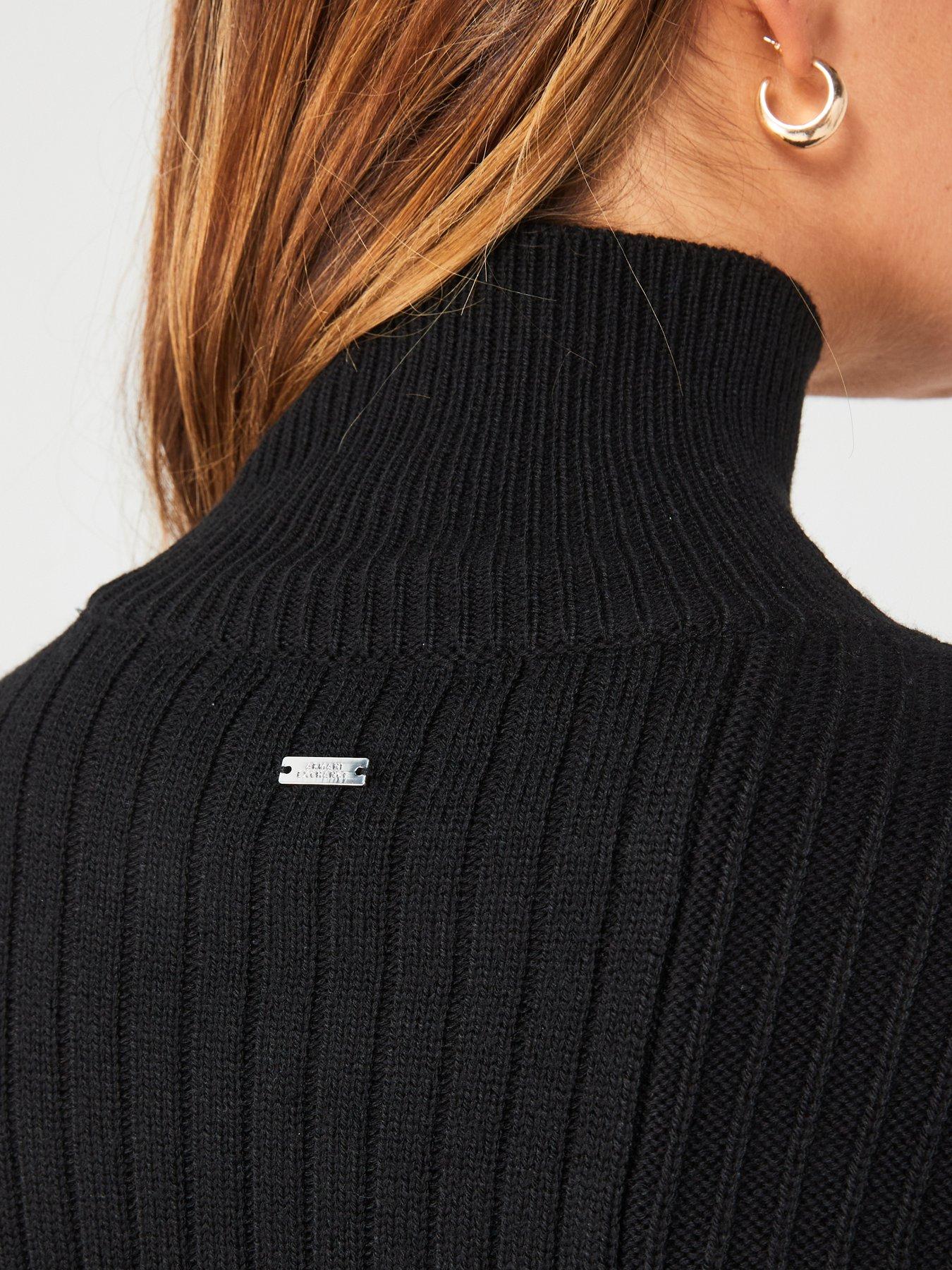  image of armani-exchange-wool-blend-asymmetric-knitted-jumper-black