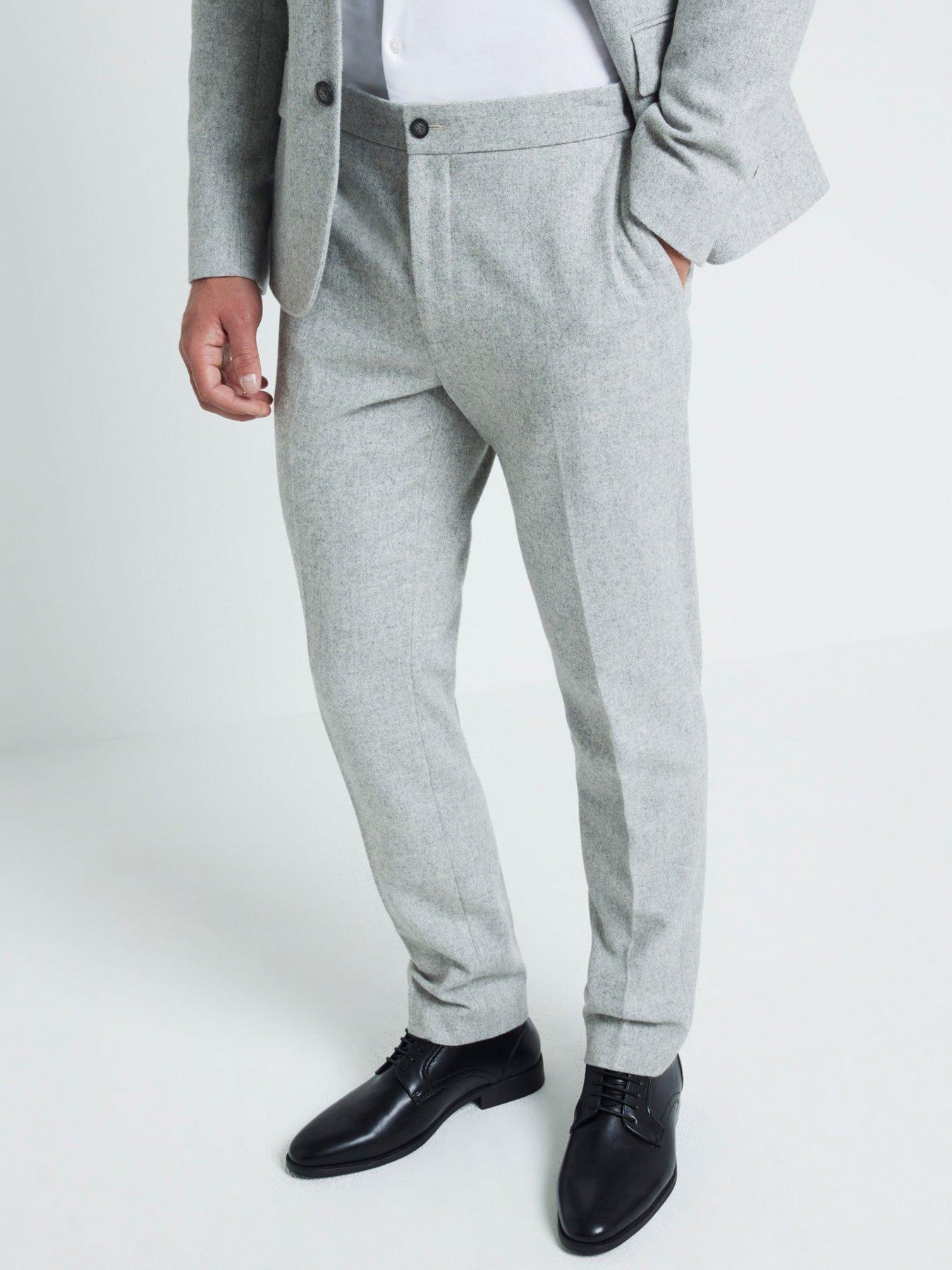  image of river-island-wool-suit-trousers-grey