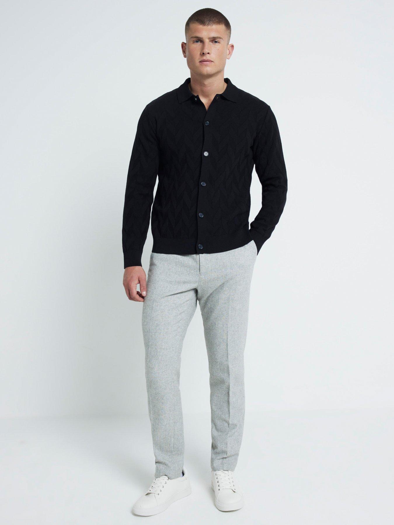  image of river-island-wool-suit-trousers-grey