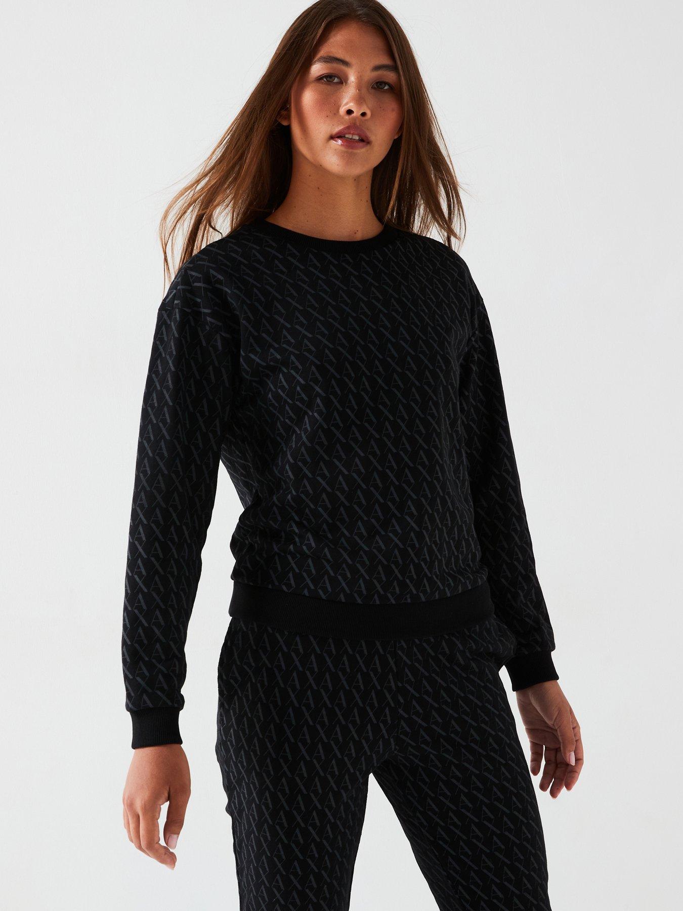 undefined All Over Ax Logo Sweat - Black