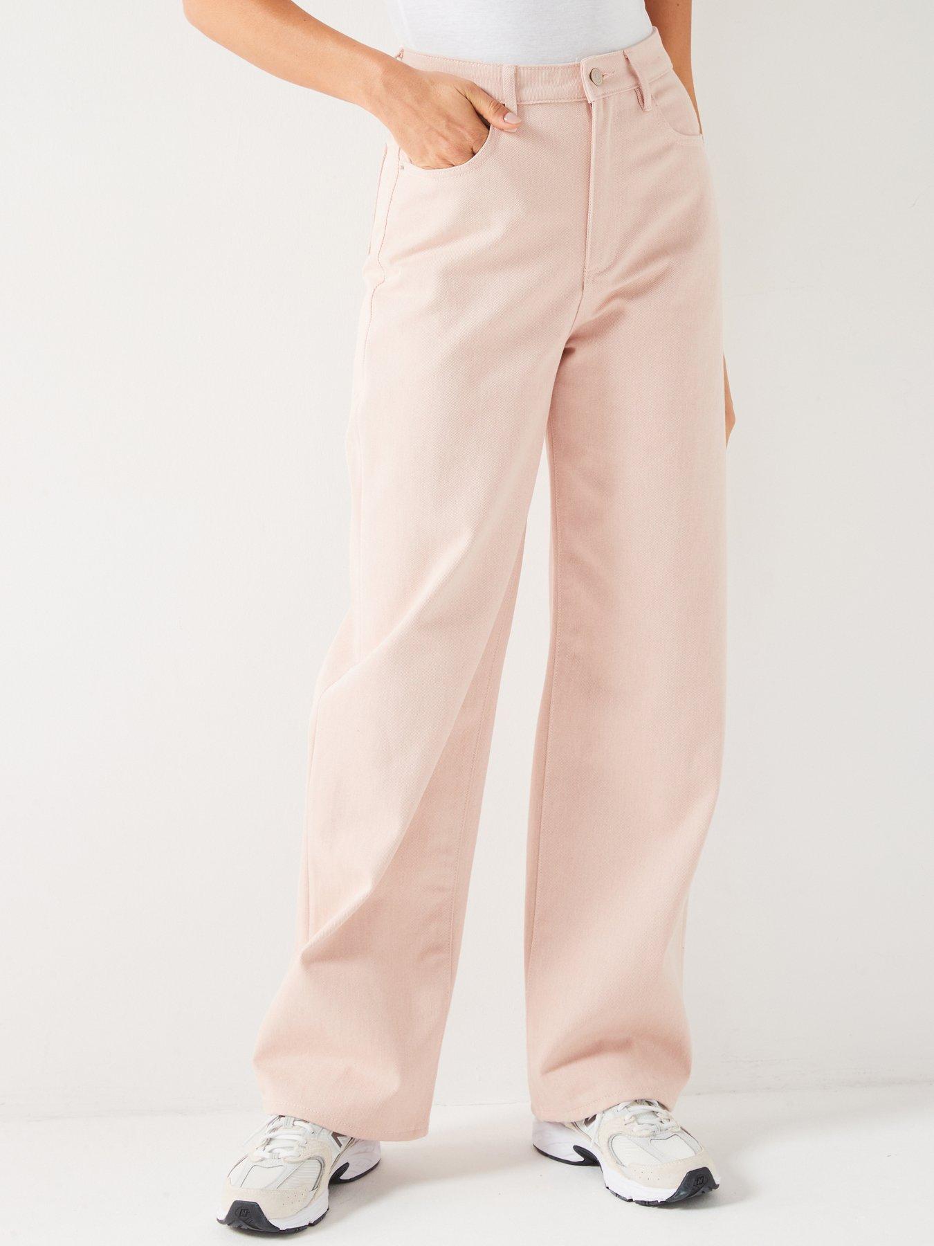 armani-exchange-high-waist-balloon-fit-jeans-pink