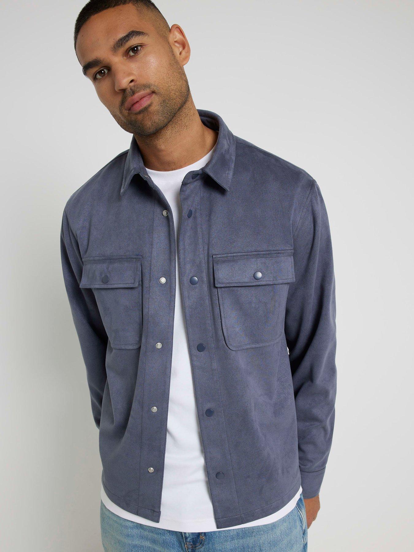 undefined Suede Overshirt - Grey