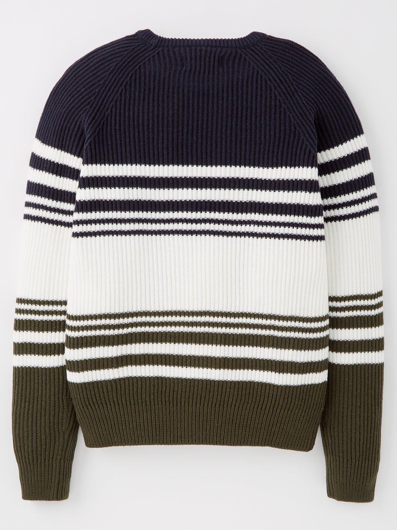 Image 2 of 4 of Jack & Jones Junior Boys Panel Knit Crew Neck Jumper - Navy
