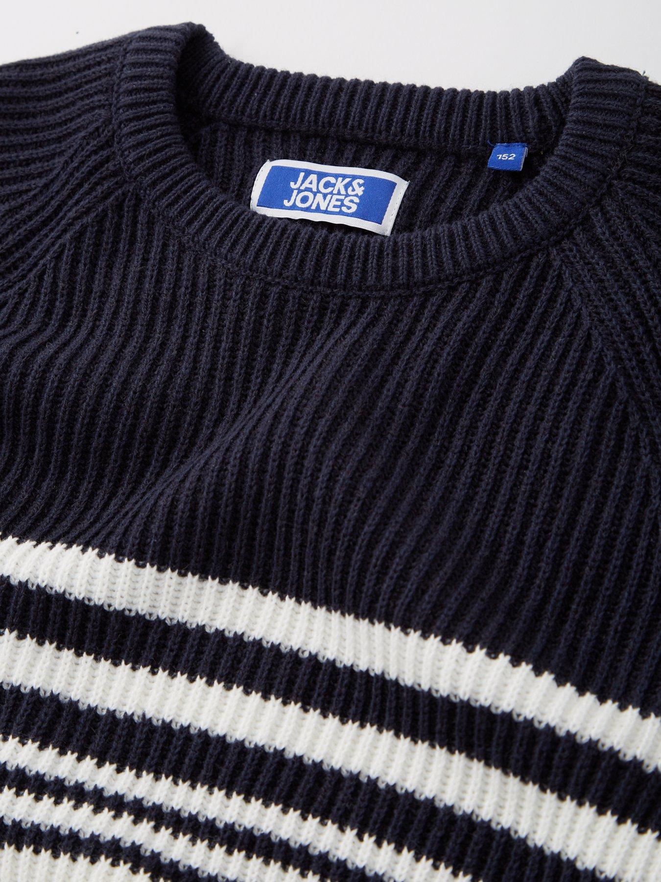 Image 3 of 4 of Jack & Jones Junior Boys Panel Knit Crew Neck Jumper - Navy