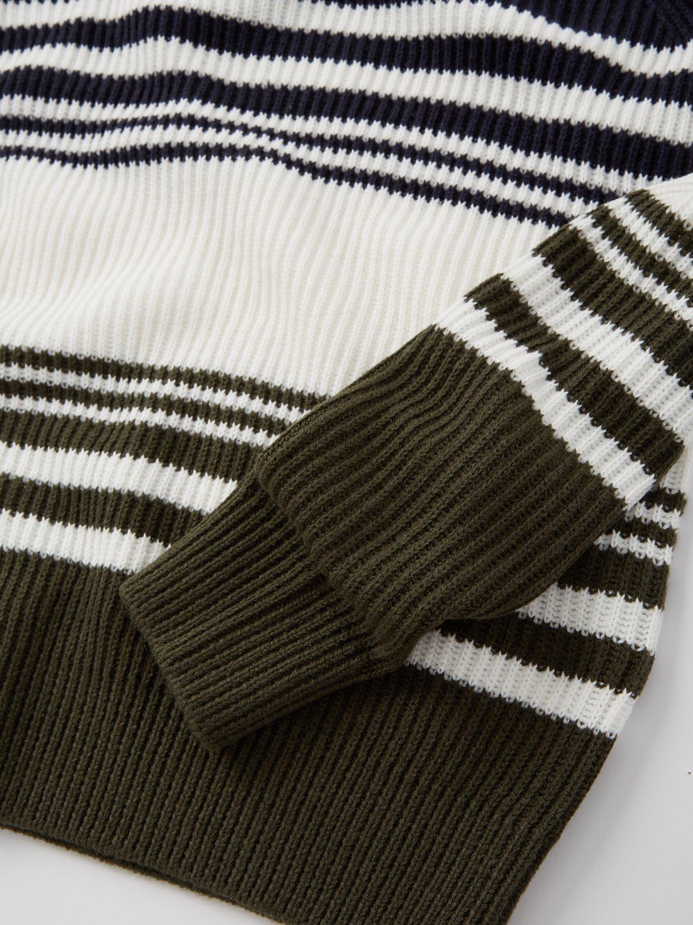 Image 4 of 4 of Jack & Jones Junior Boys Panel Knit Crew Neck Jumper - Navy