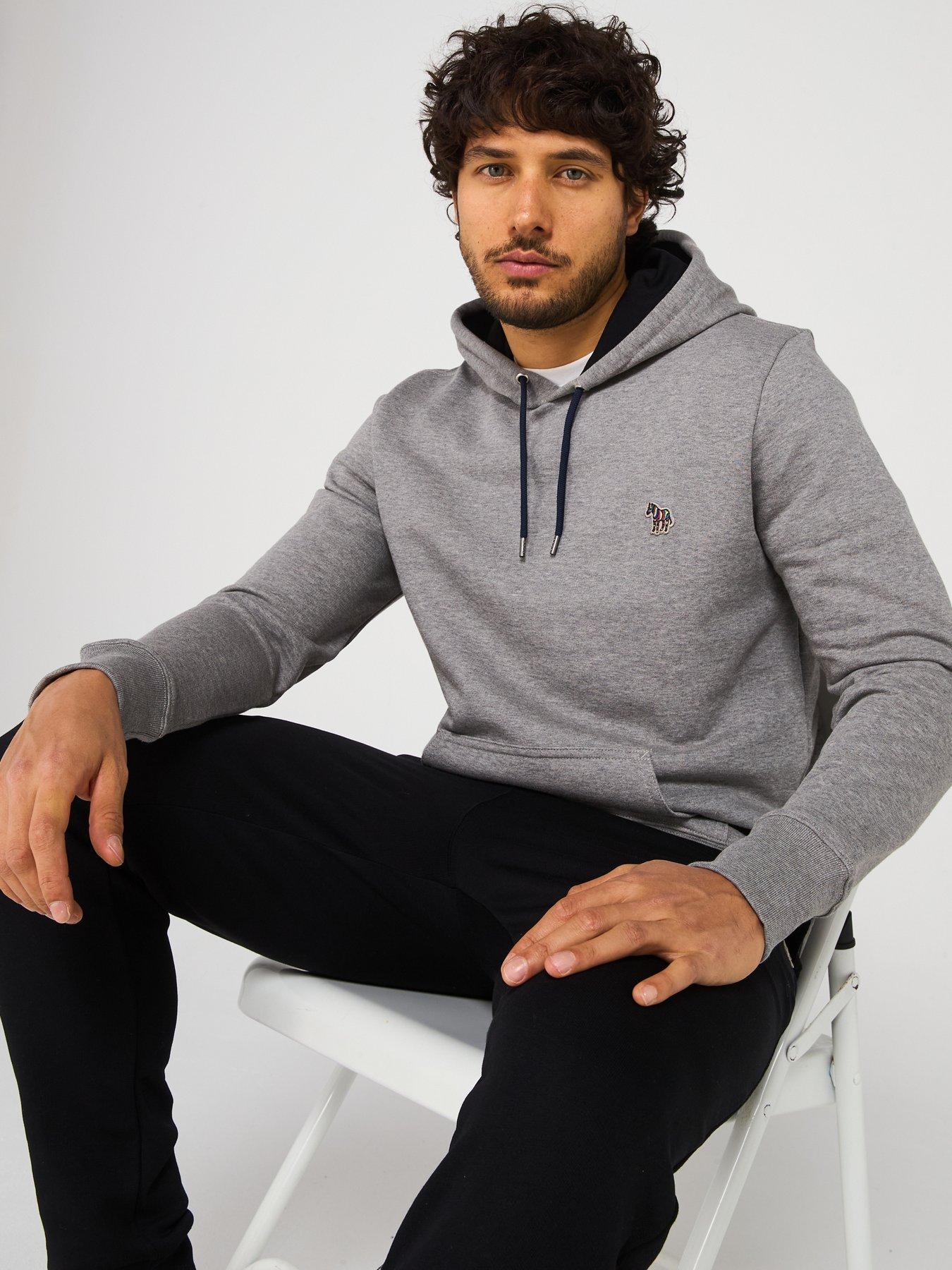  image of ps-paul-smith-regular-fit-zebra-hoodie-grey