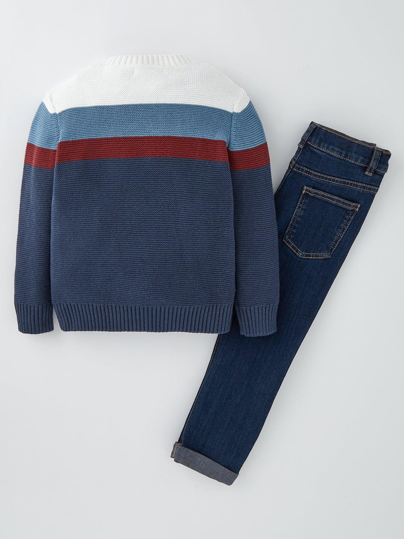  image of mini-v-by-very-boys-knit-jumper-and-jean-set-multi