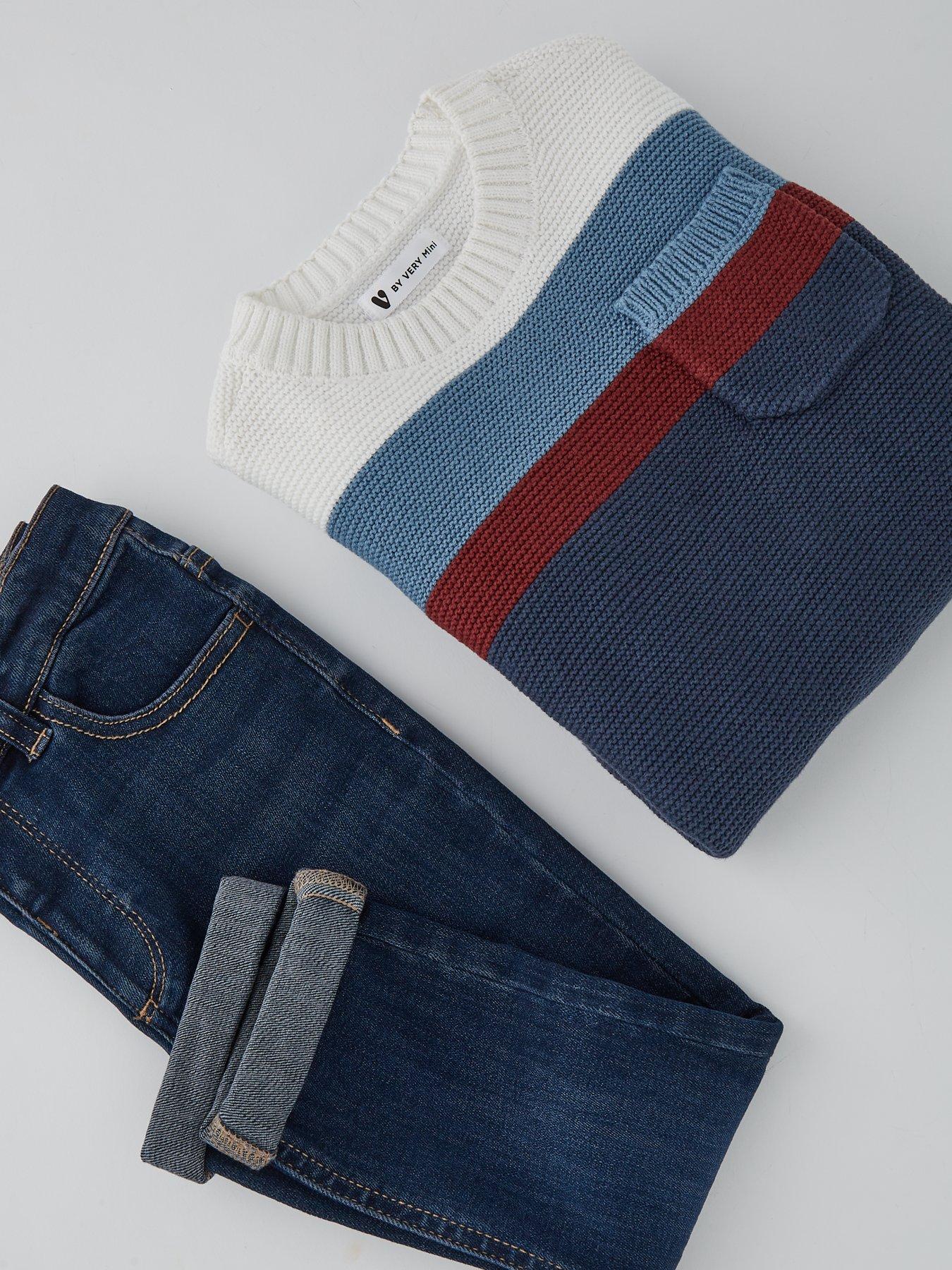  image of mini-v-by-very-boys-knit-jumper-and-jean-set-multi