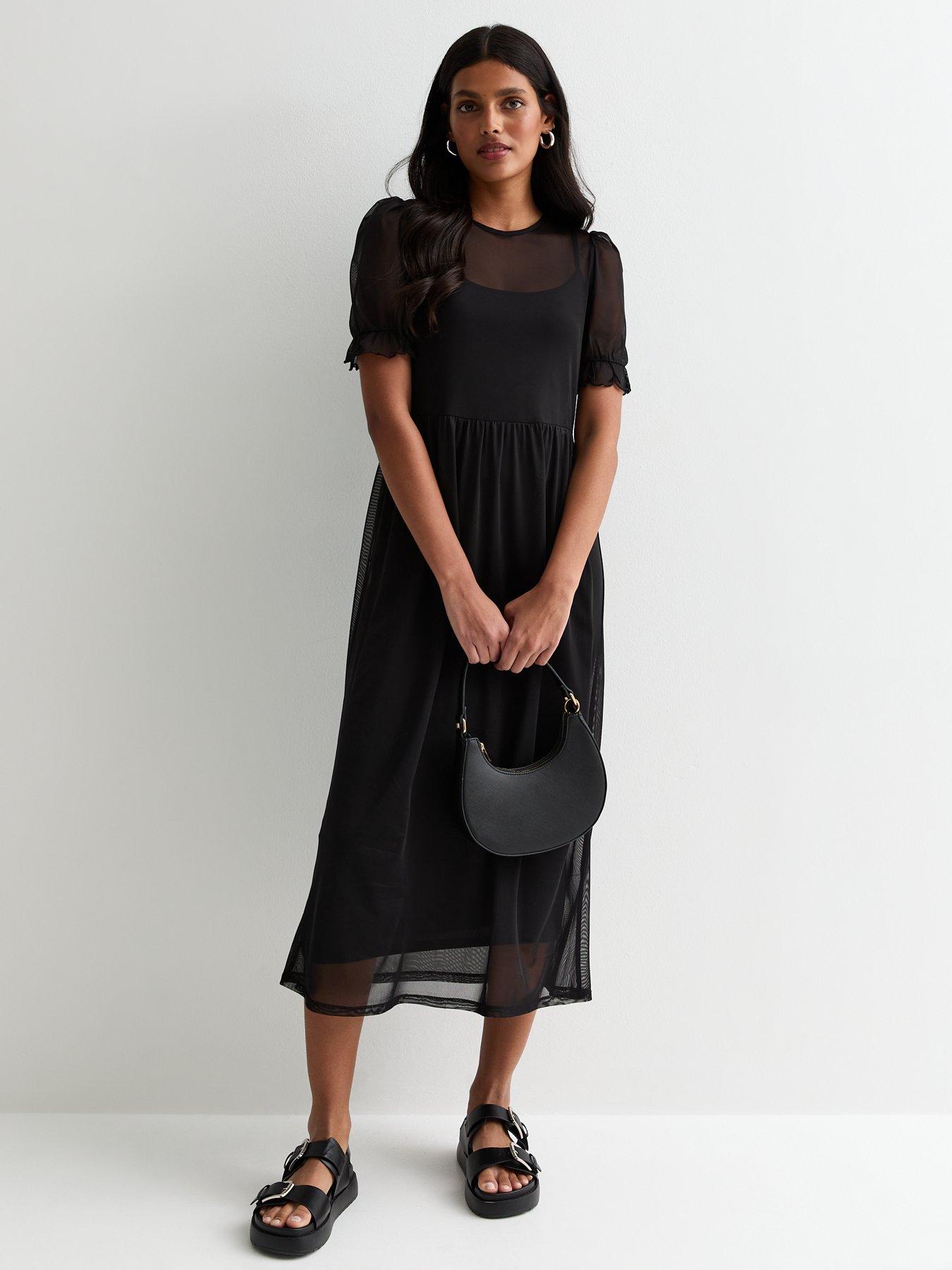 Black midi smock dress online