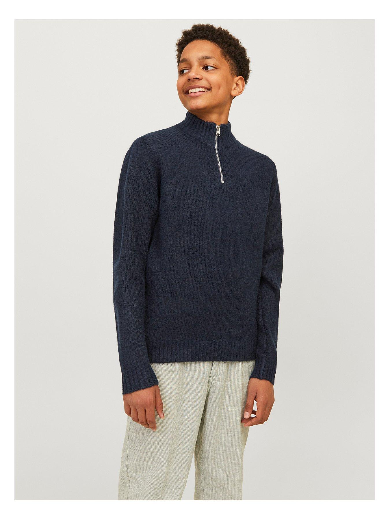 undefined Boys Ollie Half Zip Knitted Jumper - Navy
