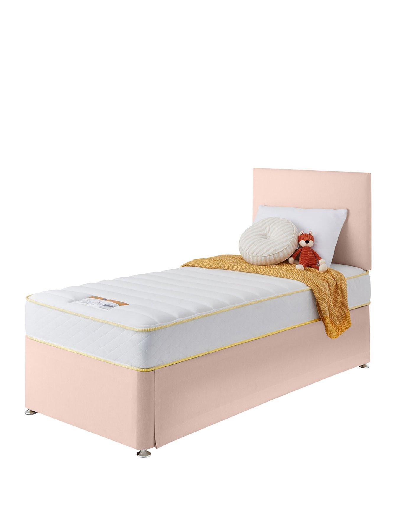  image of silentnight-maxi-store-bed-with-miracoil-eco-mattress-headboard-included-pink