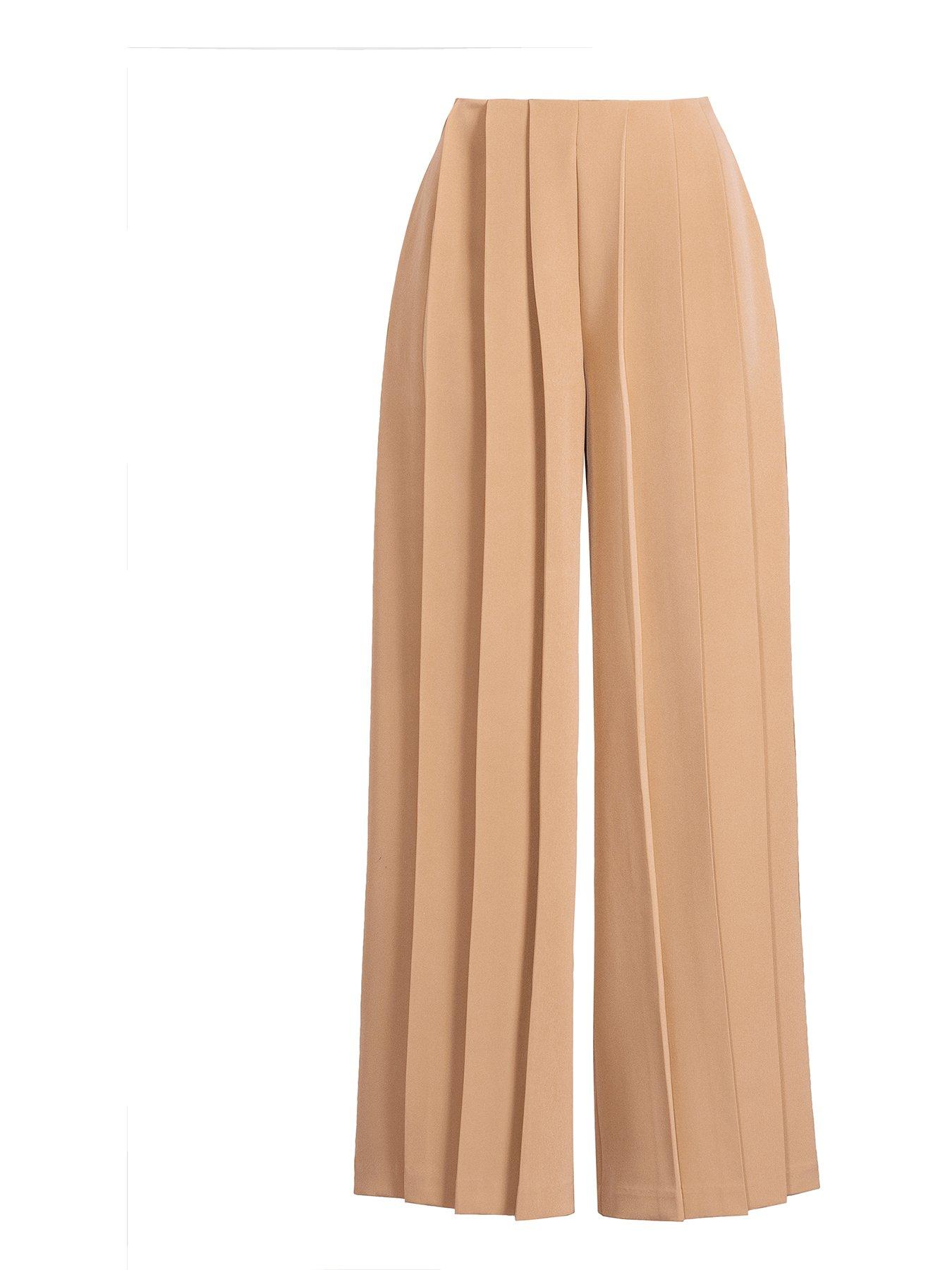  image of michelle-keegan-pleated-wide-leg-trousers-camel